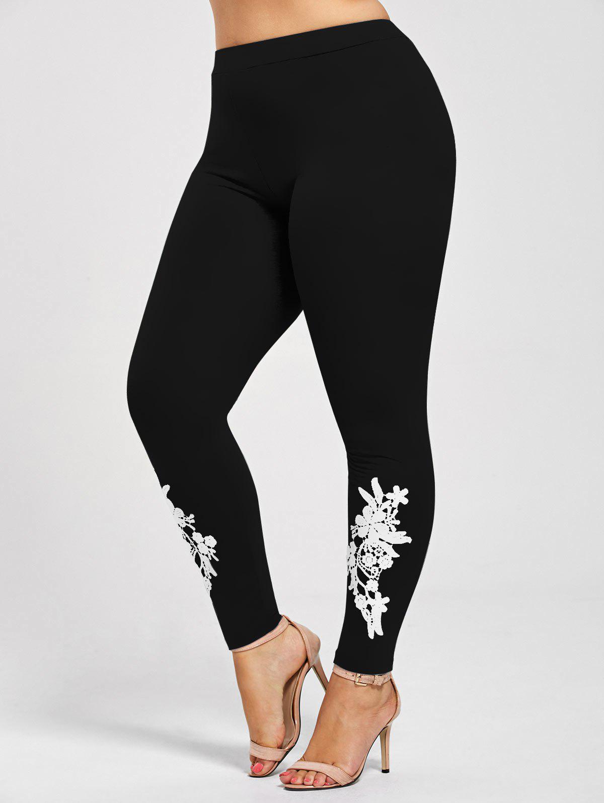 Plus Size Appliqued Skinny Jersey Leggings