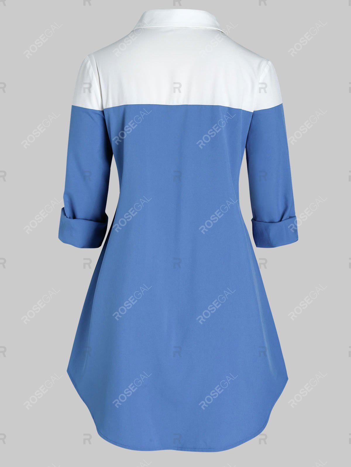 Plus Size Two Tone Long Tunic Shirt