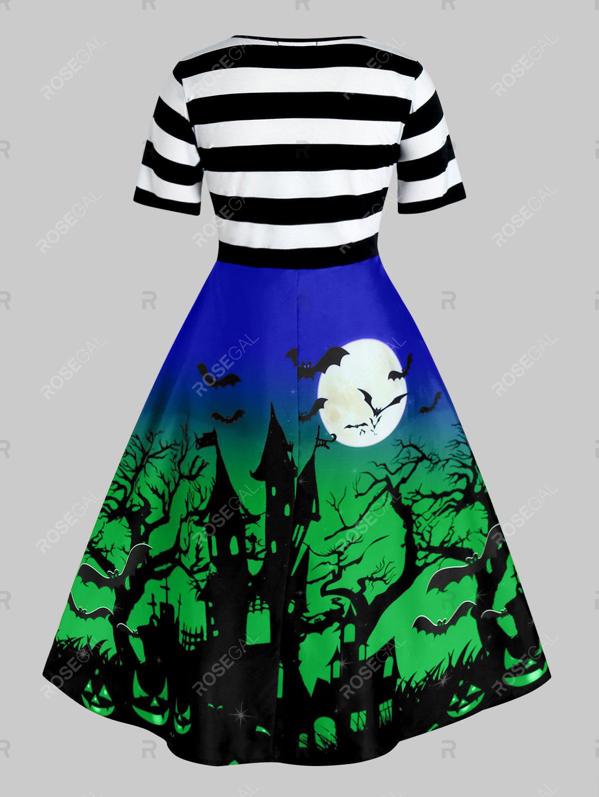 Plus Size Halloween Printed Vintage Pin Up Dress