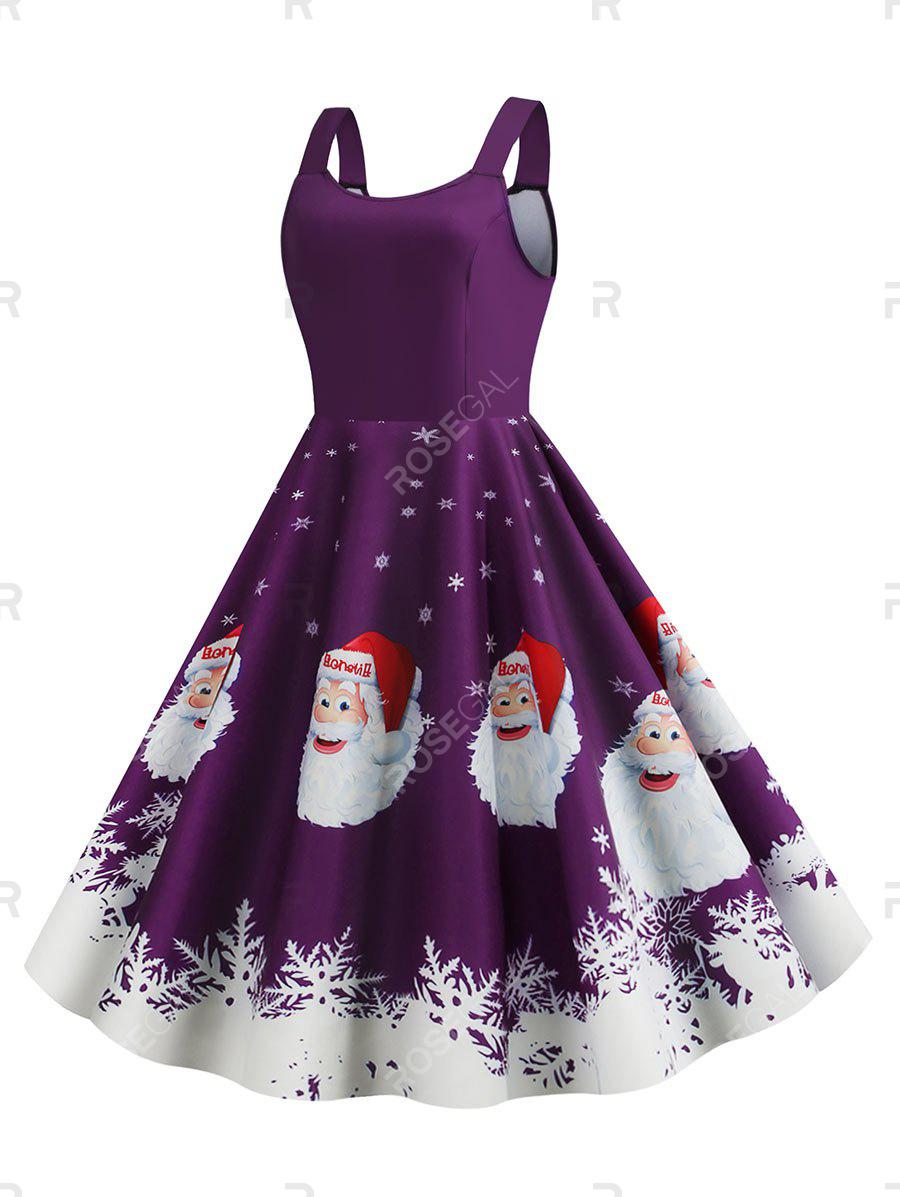 Christmas Santa Claus Snowflake Print Plus Size Dress