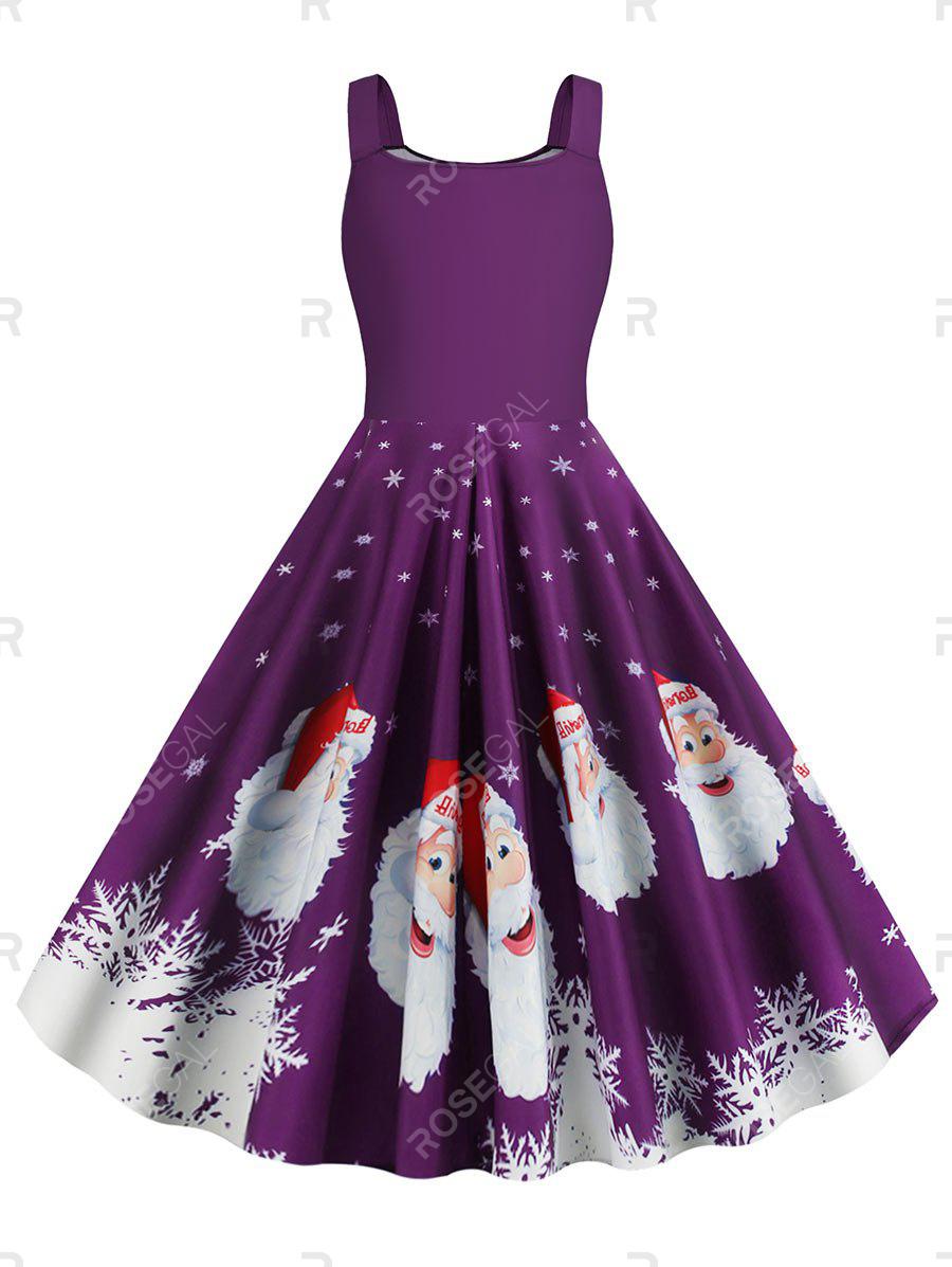 Christmas Santa Claus Snowflake Print Plus Size Dress