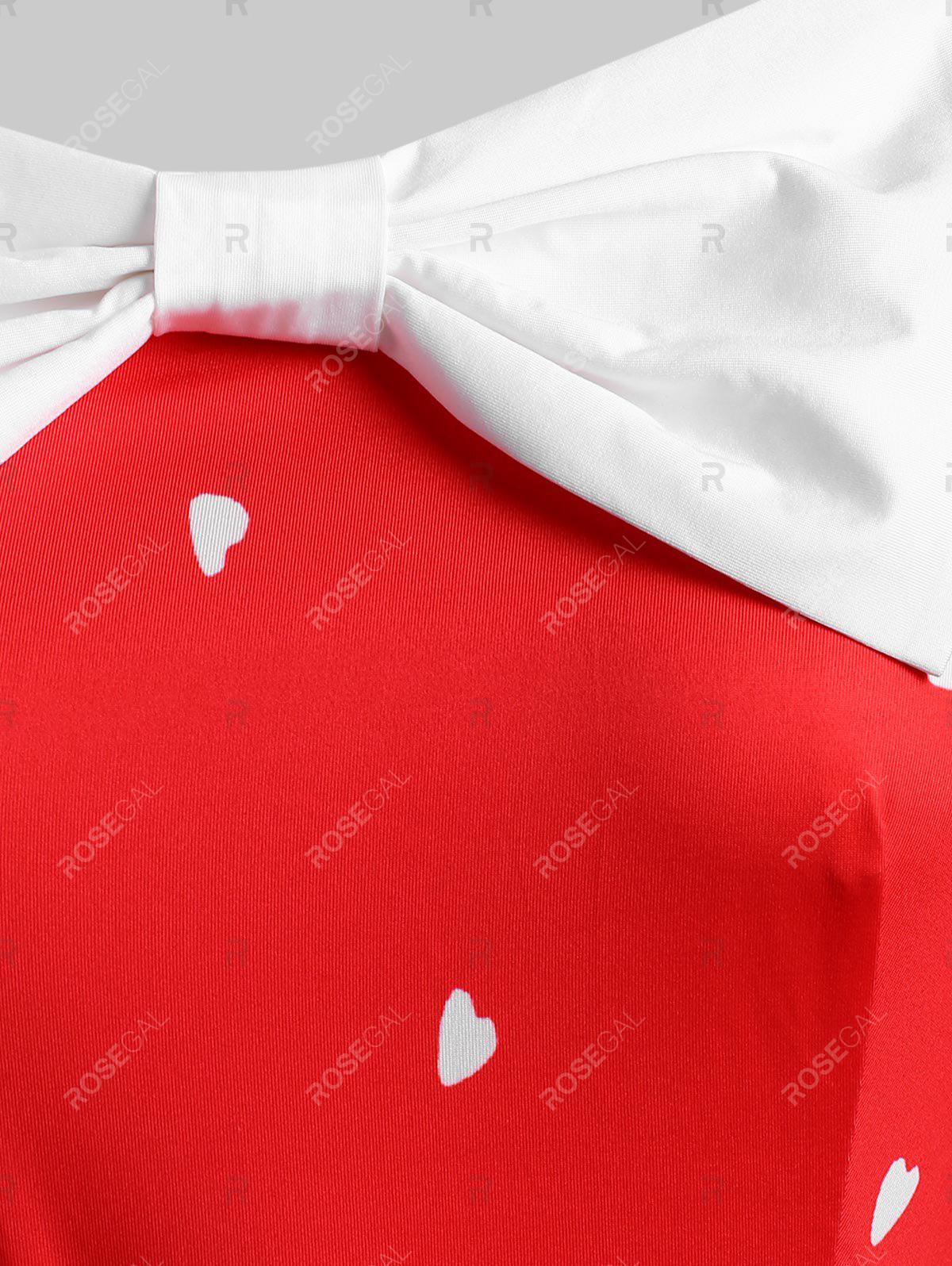 Belted Bowknot Puppy Dog Heart Christmas Plus Size Dress