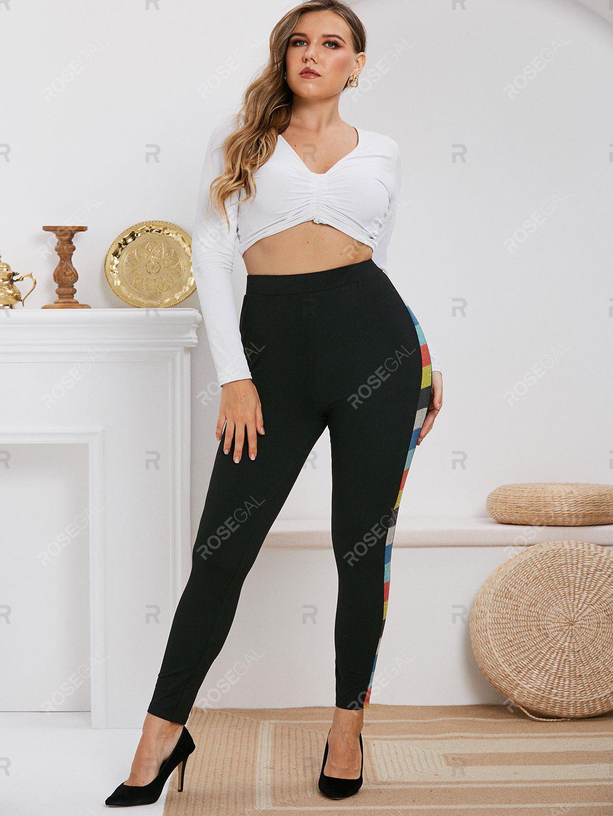 Plus Size High Rise Colorblock Skinny Pants