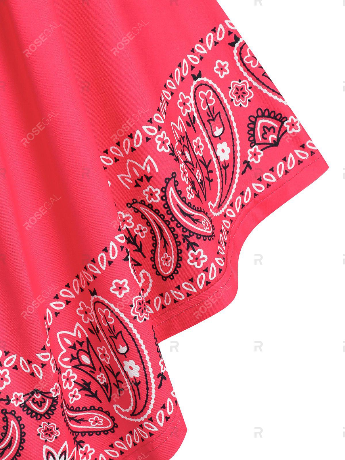 Plus Size Paisley Print Empire Waist Asymmetric Tank Top