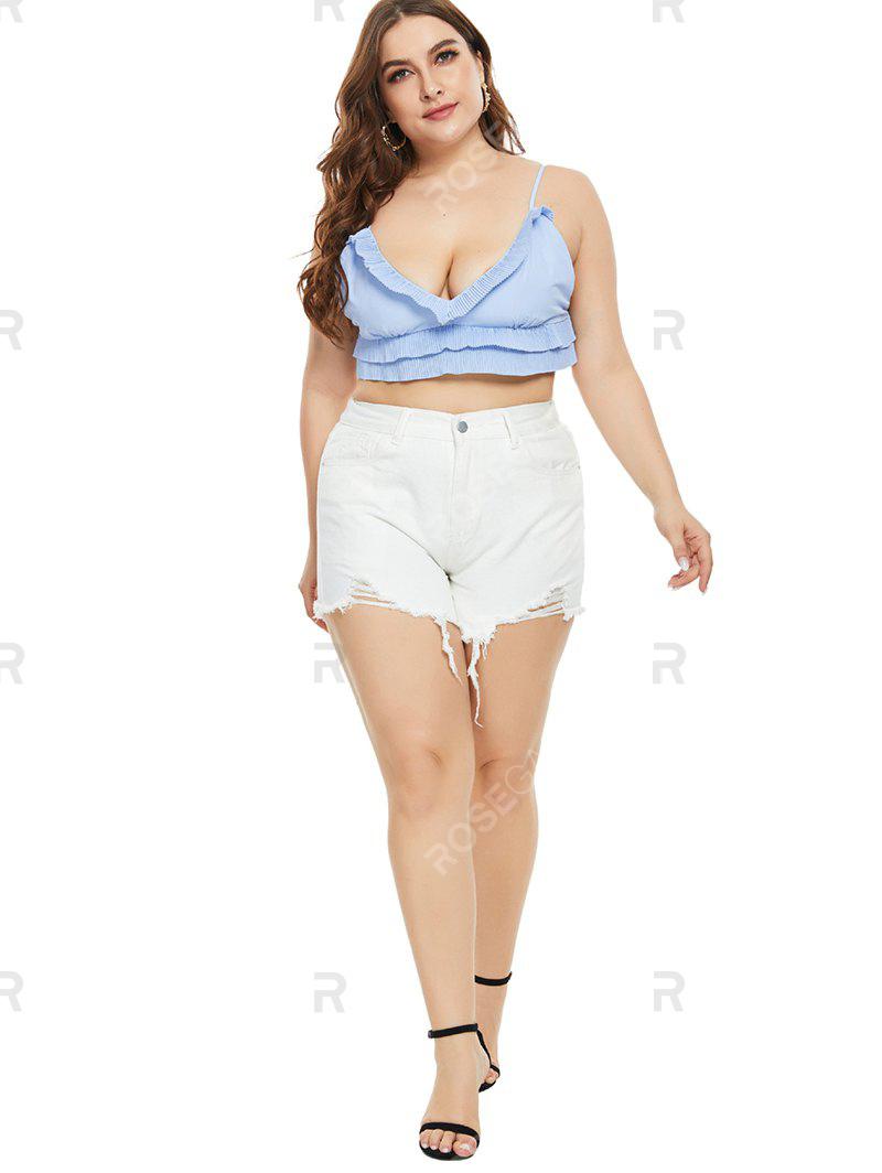 Distressed Frayed Plus Size Jean Cutoff Shorts