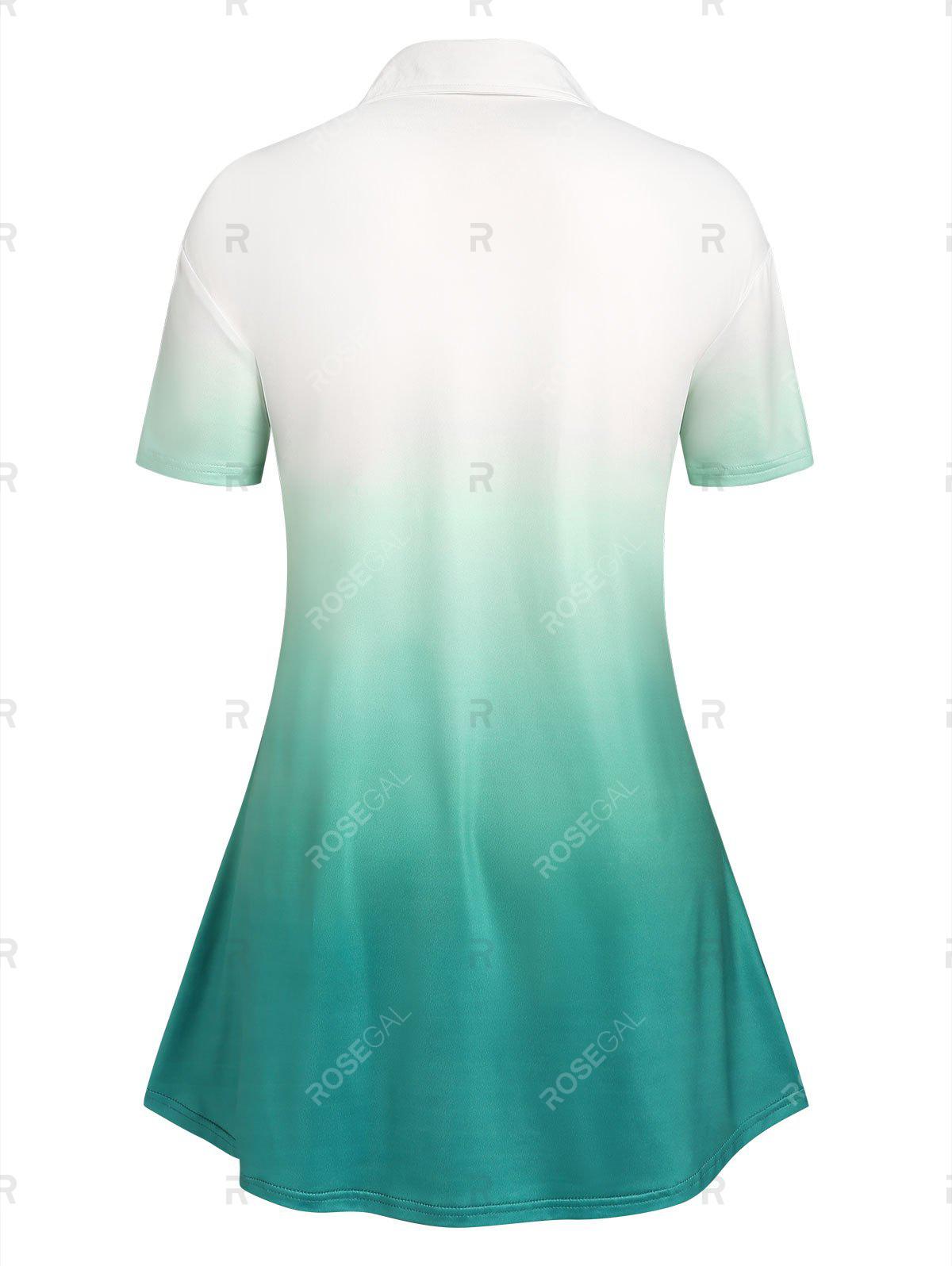 Plus Size Ombre Color Pockets Shirt