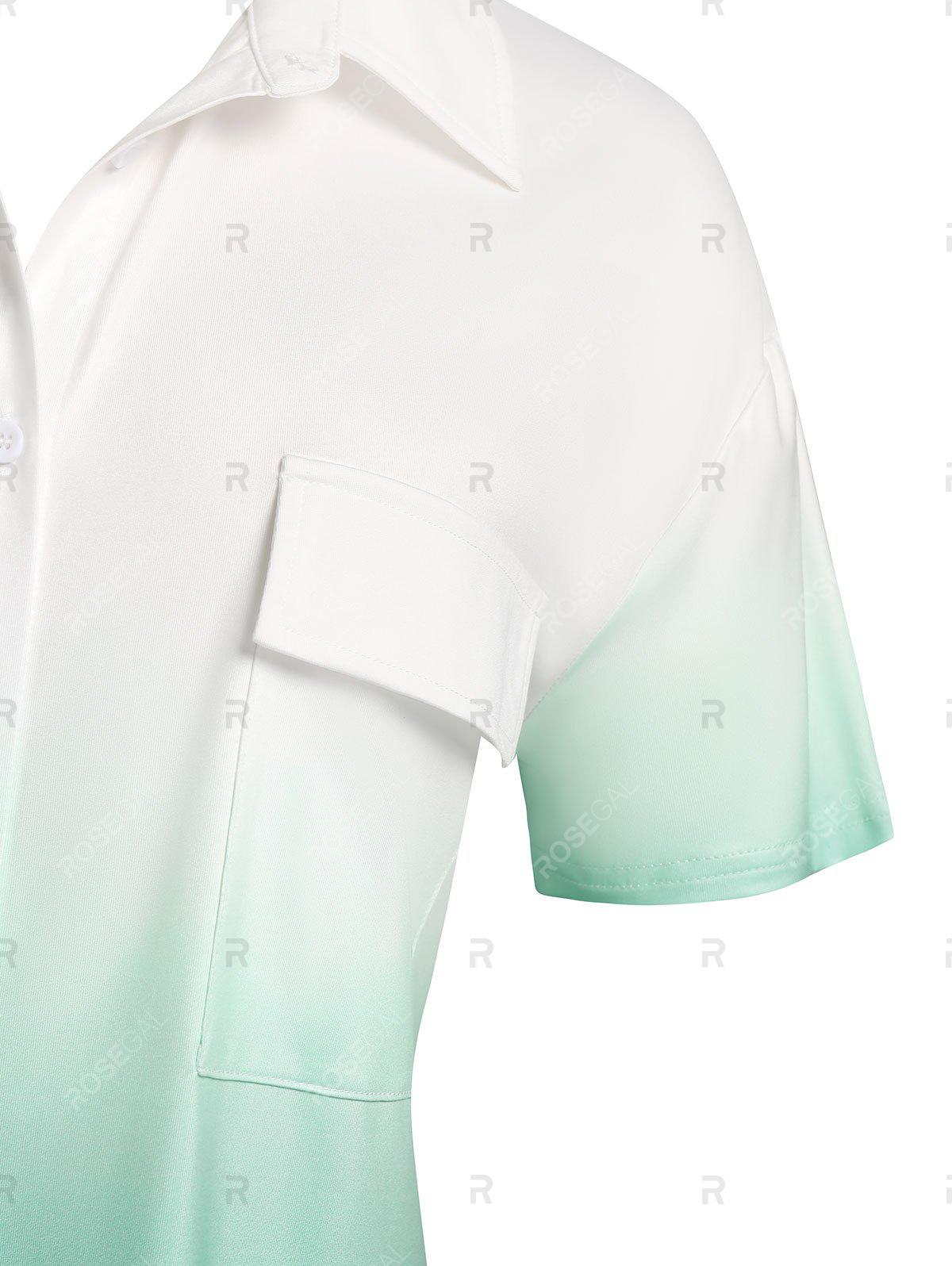 Plus Size Ombre Color Pockets Shirt