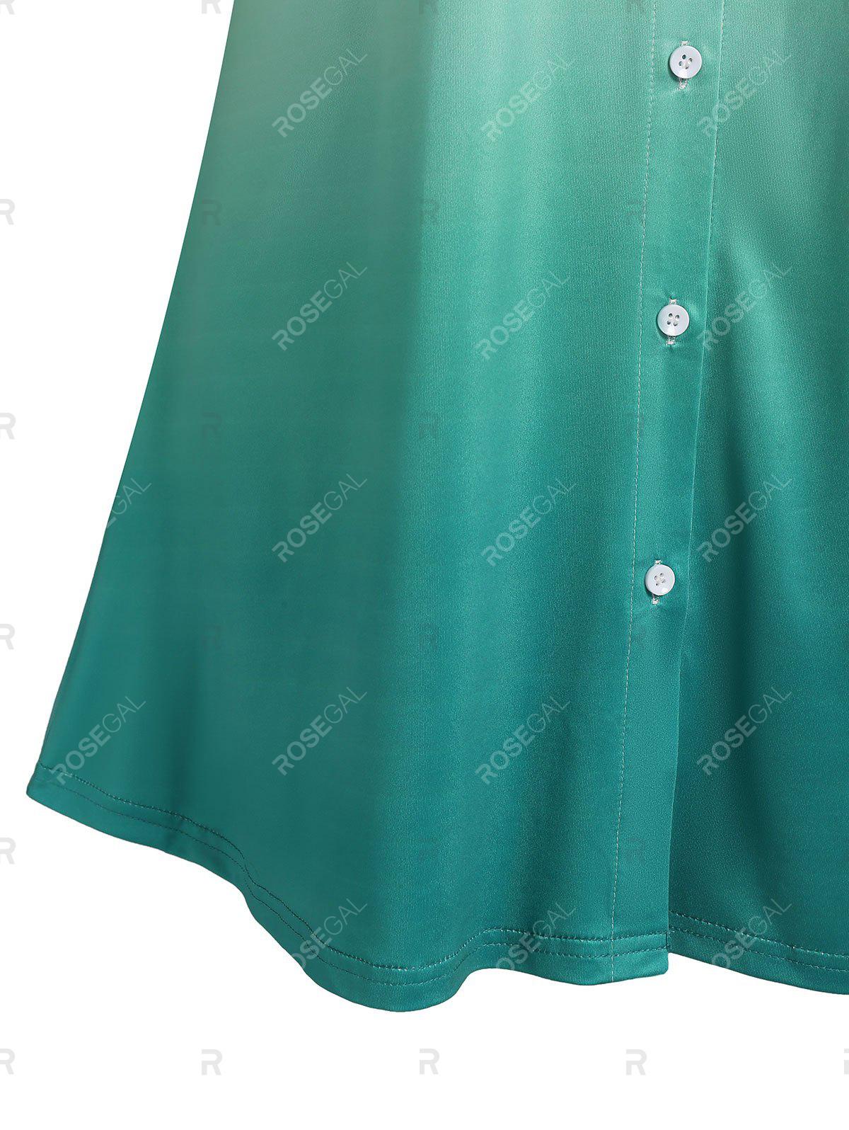 Plus Size Ombre Color Pockets Shirt