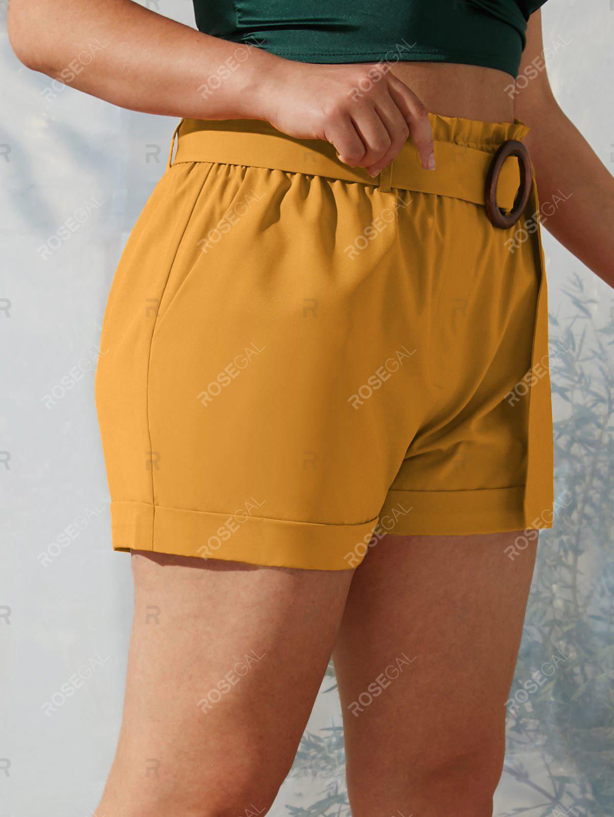 Plus Size Cuffed Hem Mini Paperbag Shorts