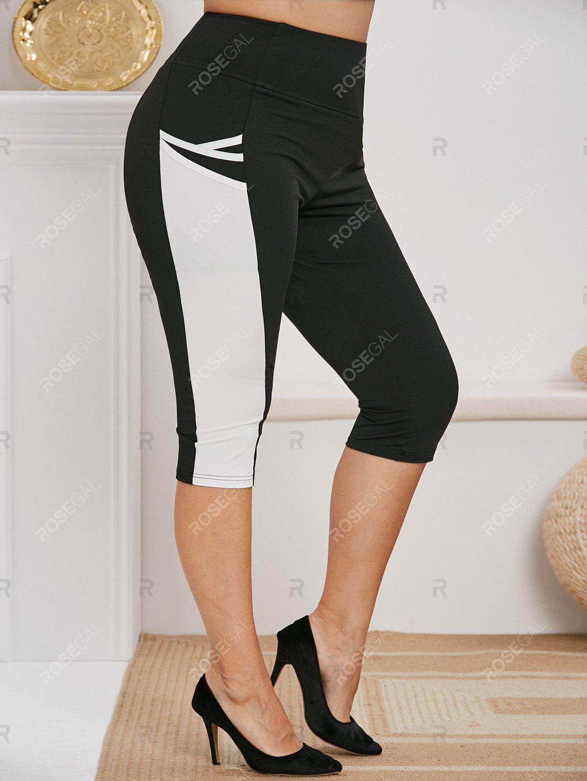 Plus Size Pocket Colorblock Capri Pants