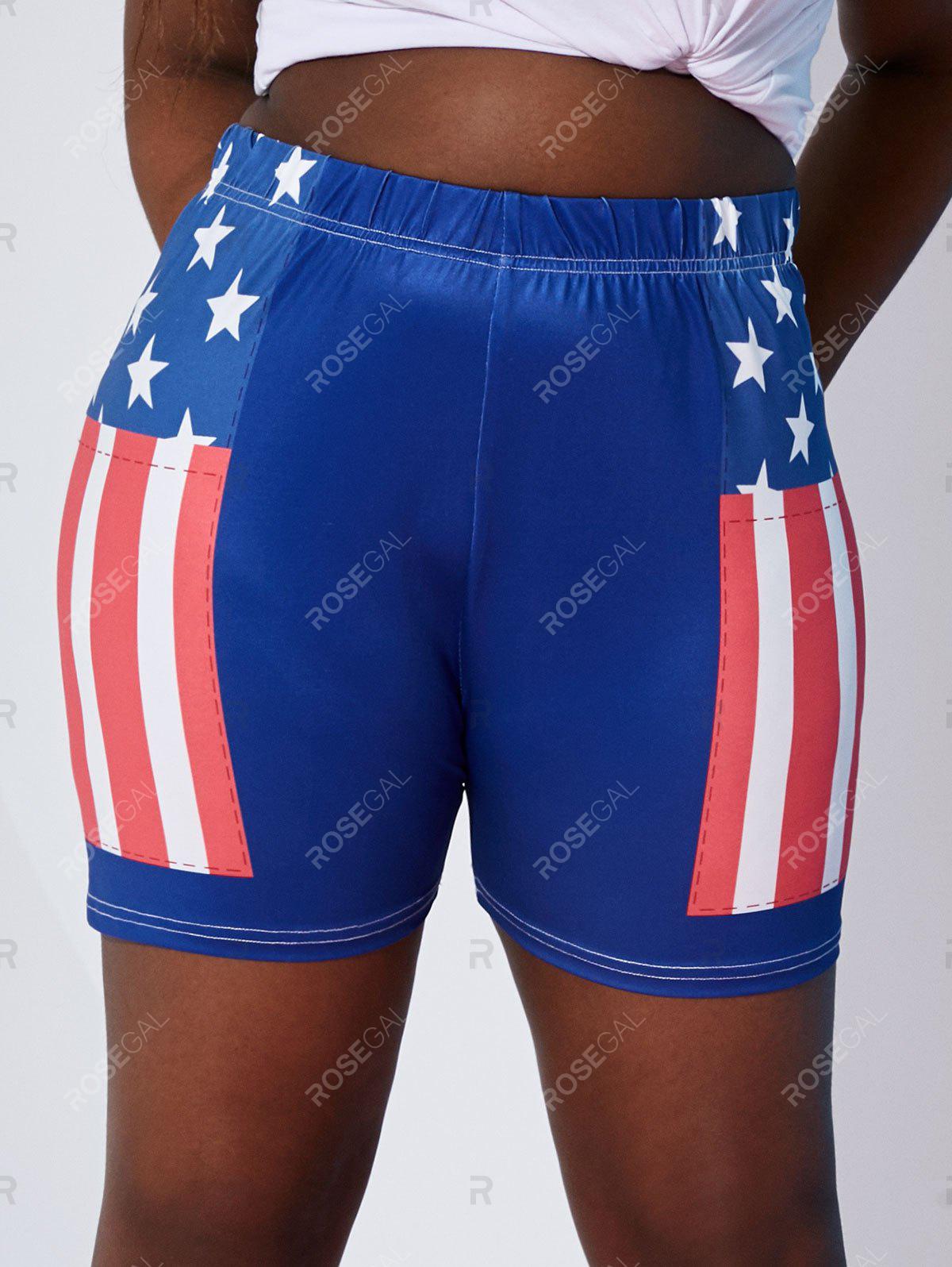 Plus Size American Flag Print Patriotic Shorts