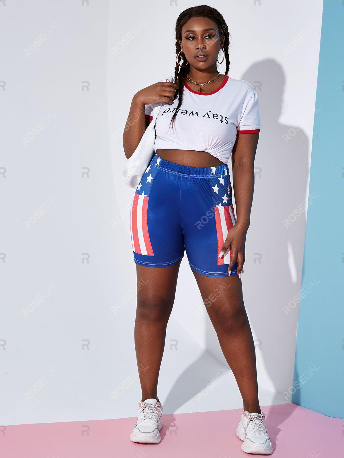 Plus Size American Flag Print Patriotic Shorts