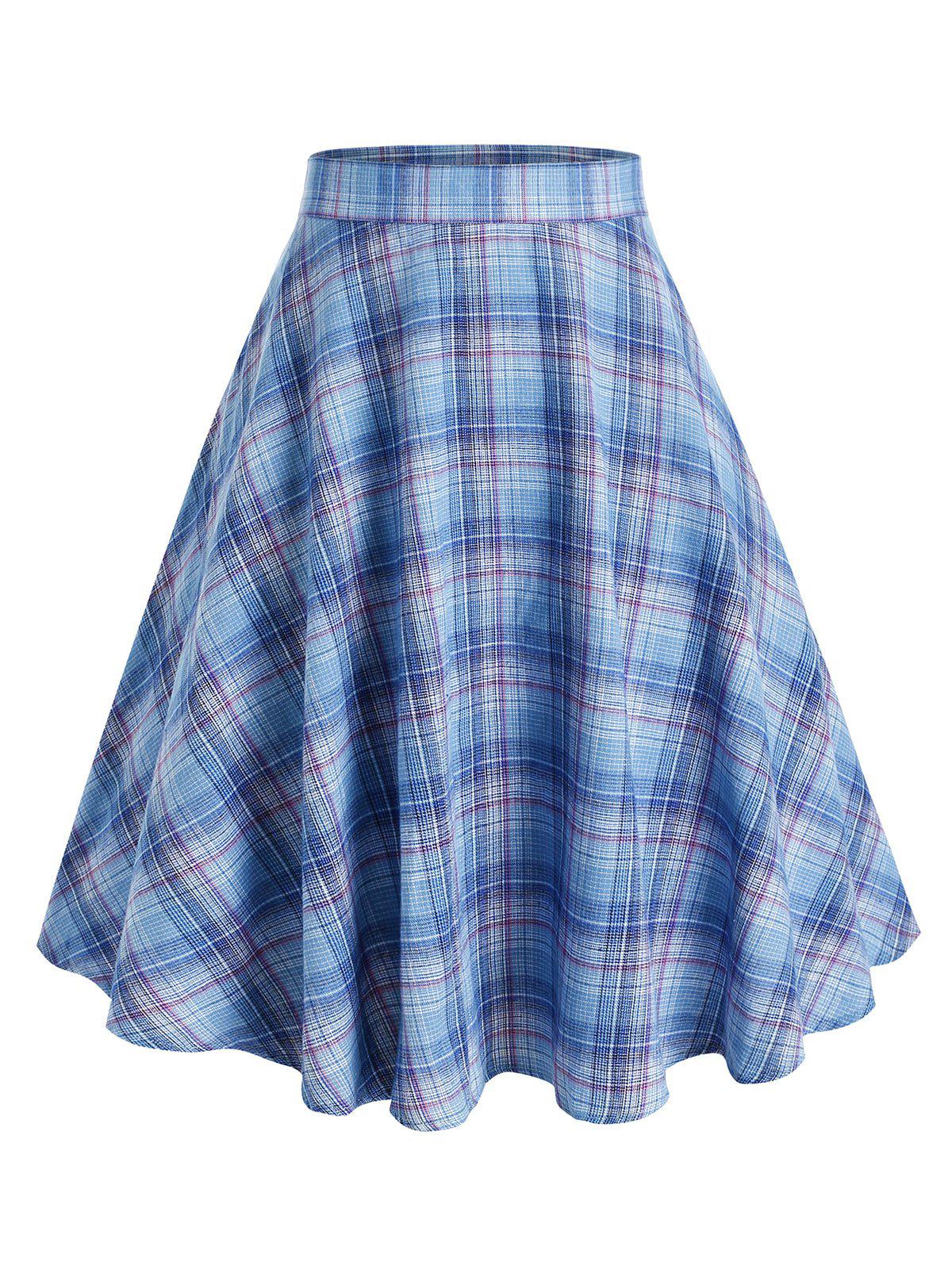 Plus Size Plaid A Line Skirt