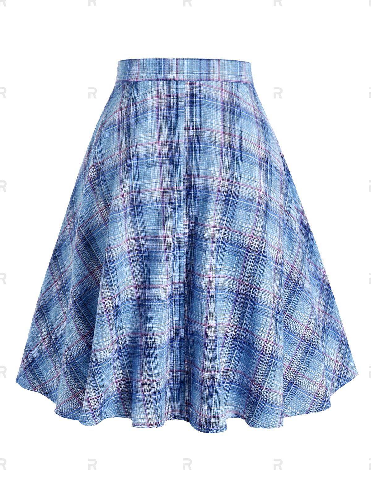 Plus Size Plaid A Line Skirt