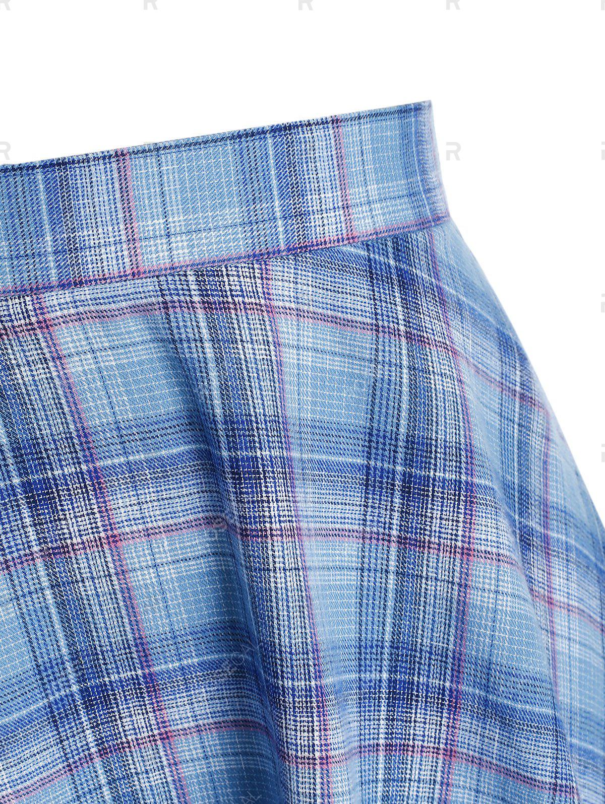 Plus Size Plaid A Line Skirt