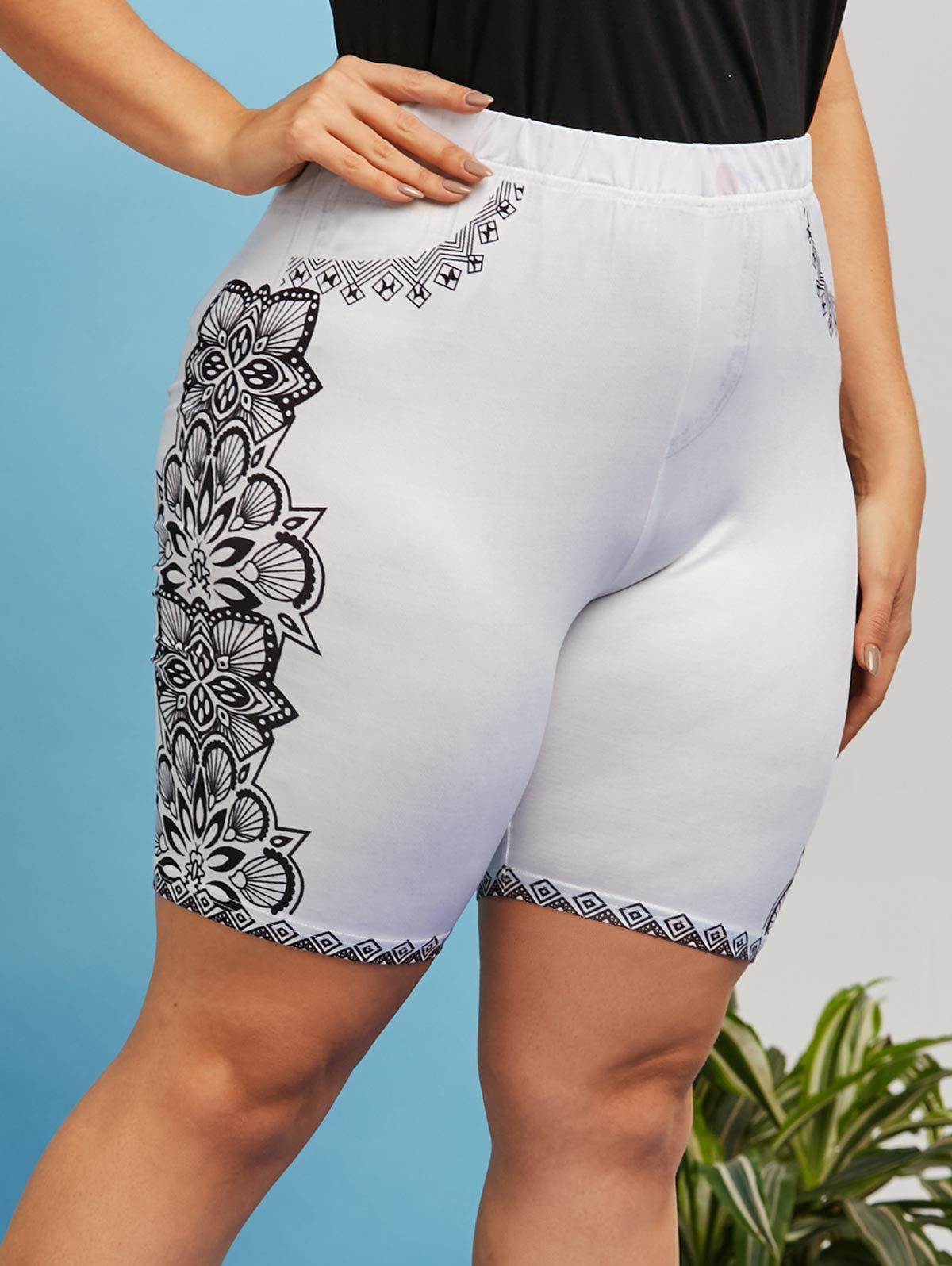 Plus Size Floral Side 3D Print Short Jeggings