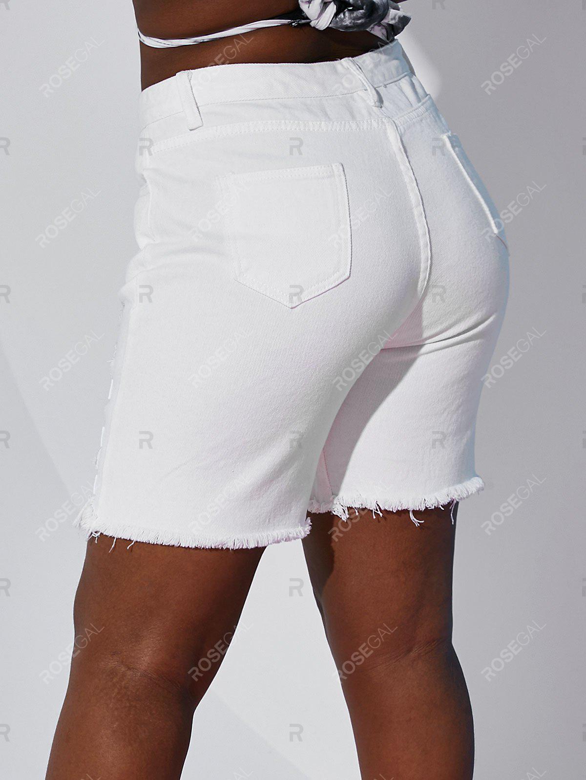 Destroyed Shredded Studded Plus Size Denim Shorts