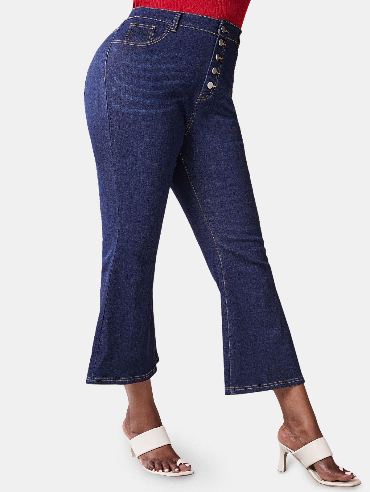 Plus Size Button Fly Flare Jeans