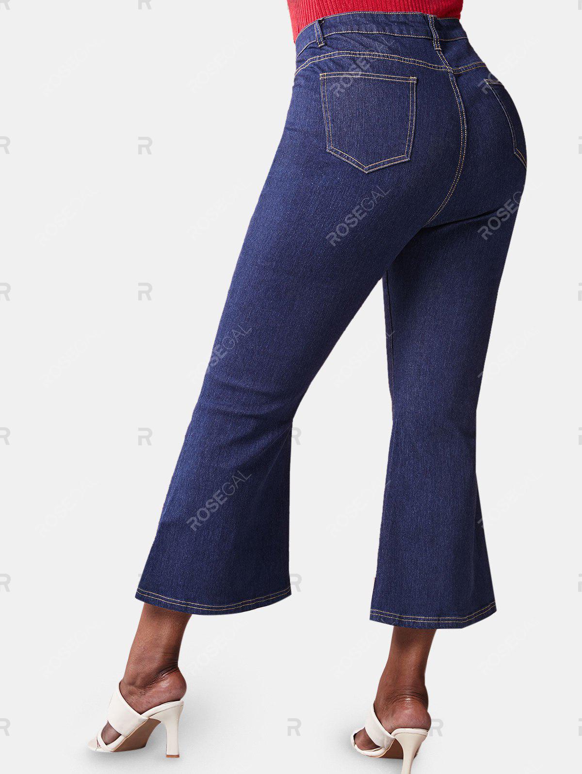 Plus Size Button Fly Flare Jeans