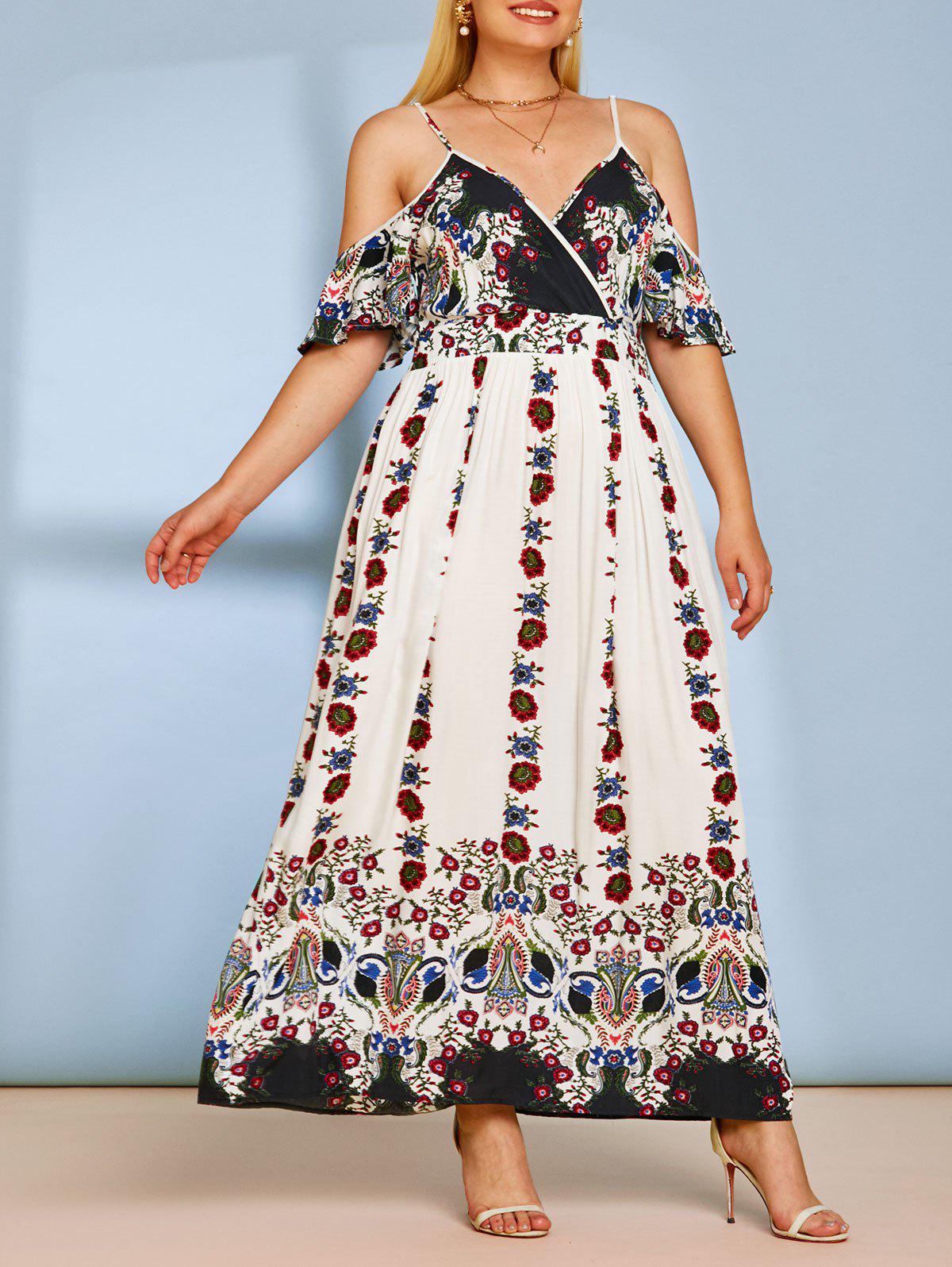 Plus Size Bohemian Floral Print Maxi Dress