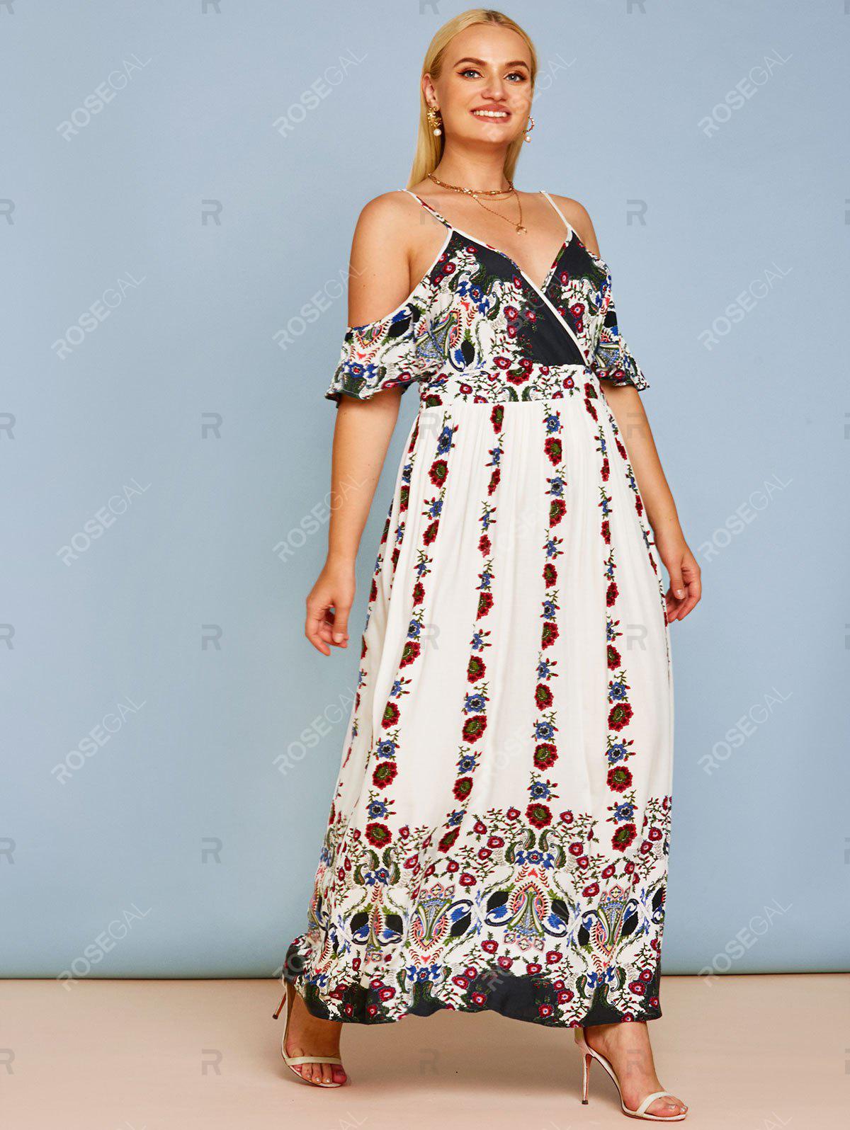 Plus Size Bohemian Floral Print Maxi Dress