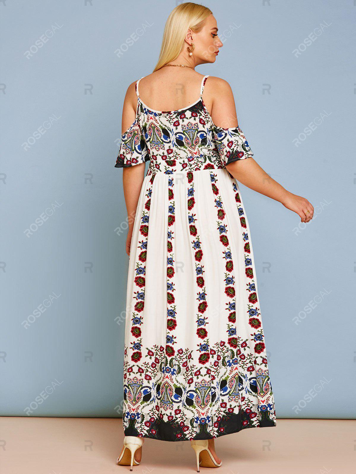 Plus Size Bohemian Floral Print Maxi Dress