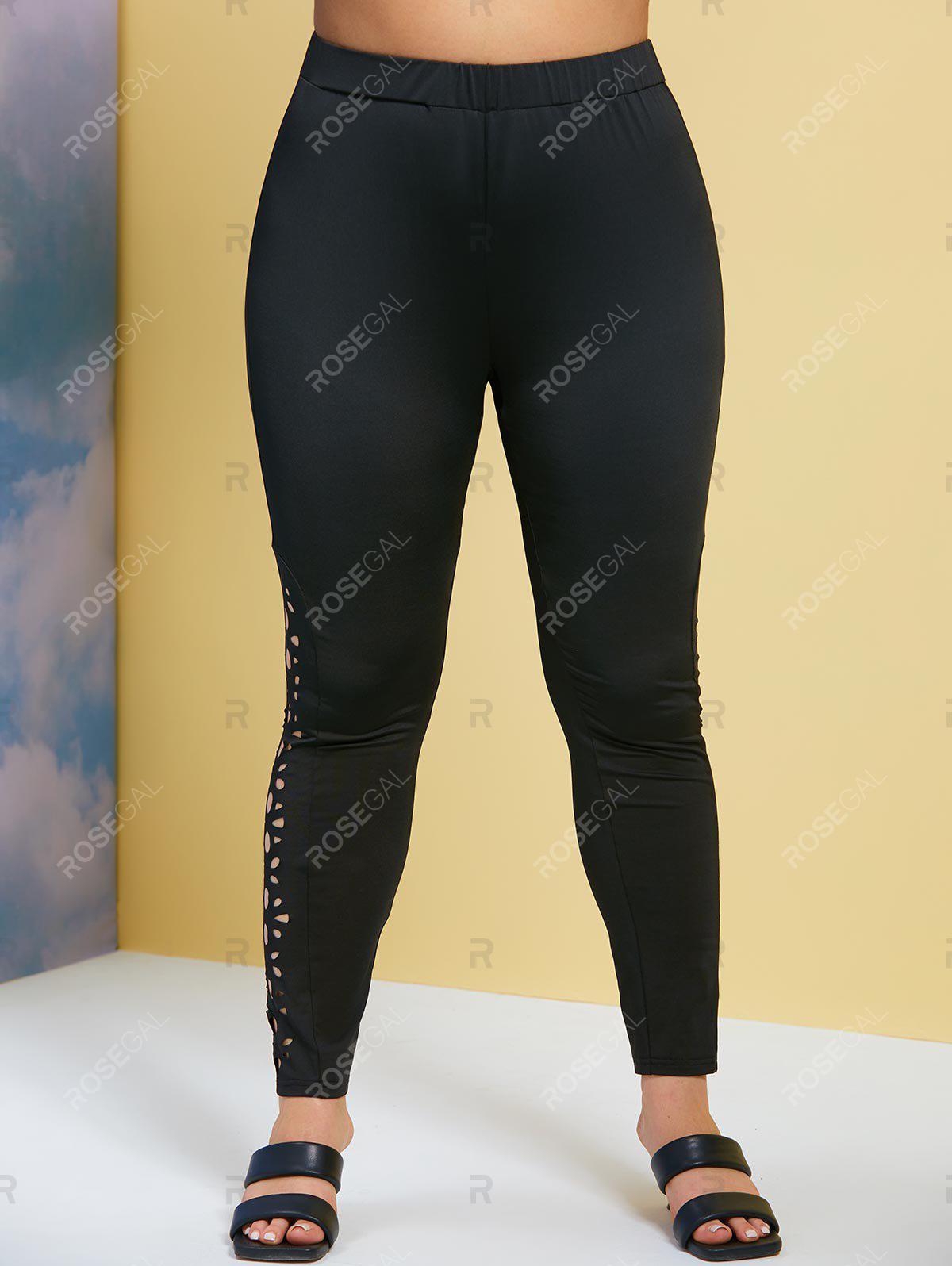 Plus Size Laser Floral Cut Out Leggings