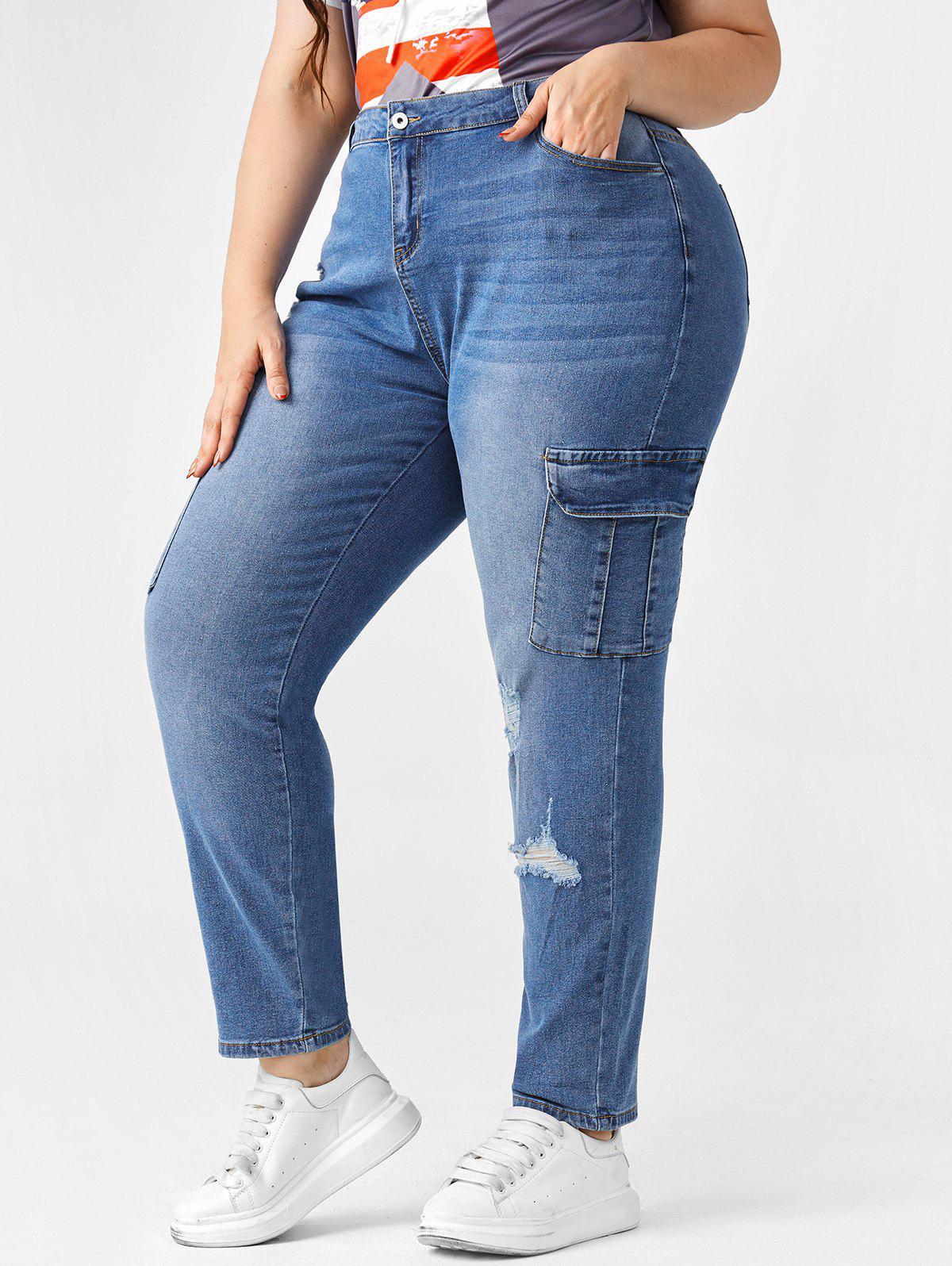 Plus Size Ripped Pockets Jeans