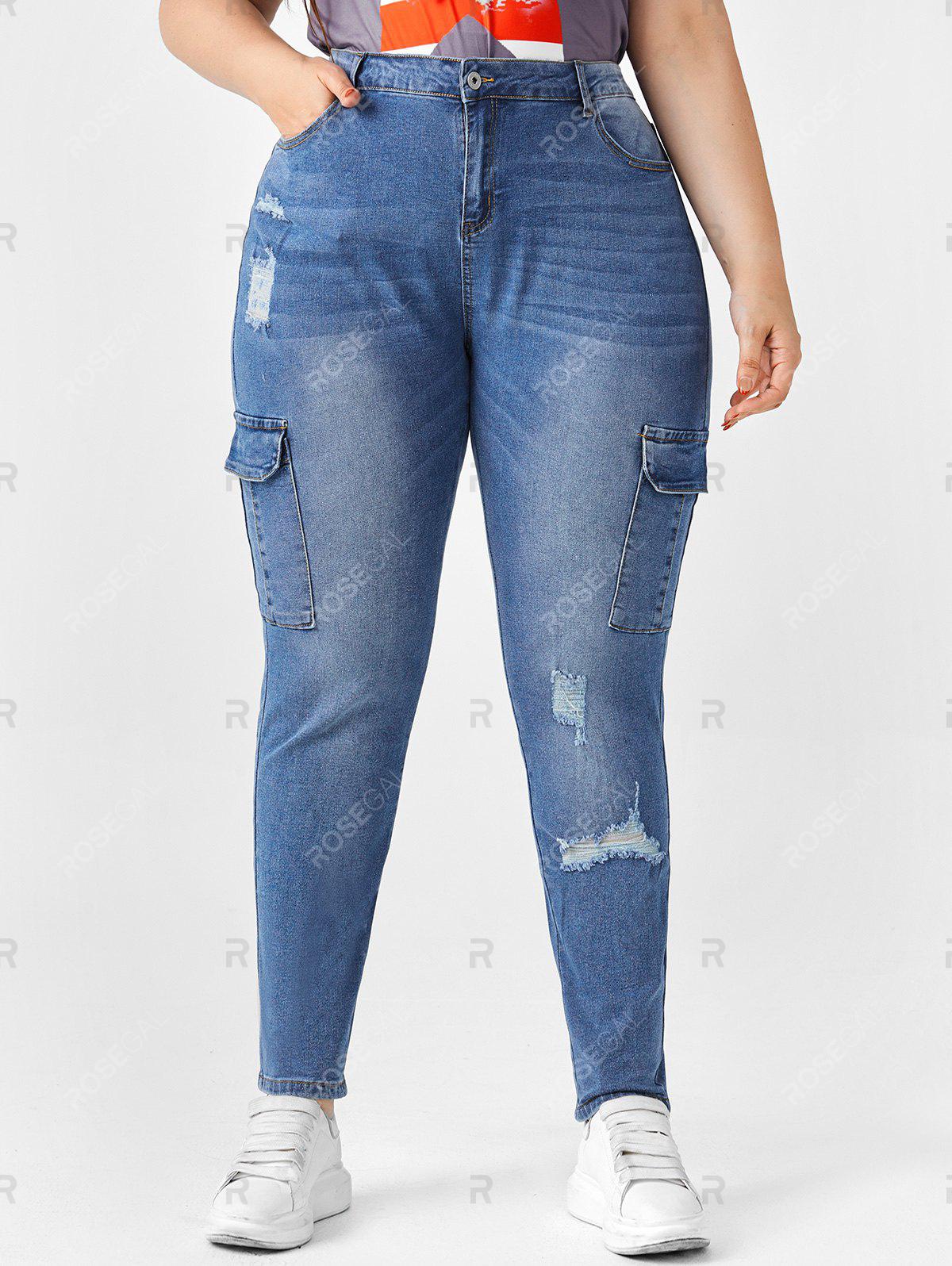 Plus Size Ripped Pockets Jeans