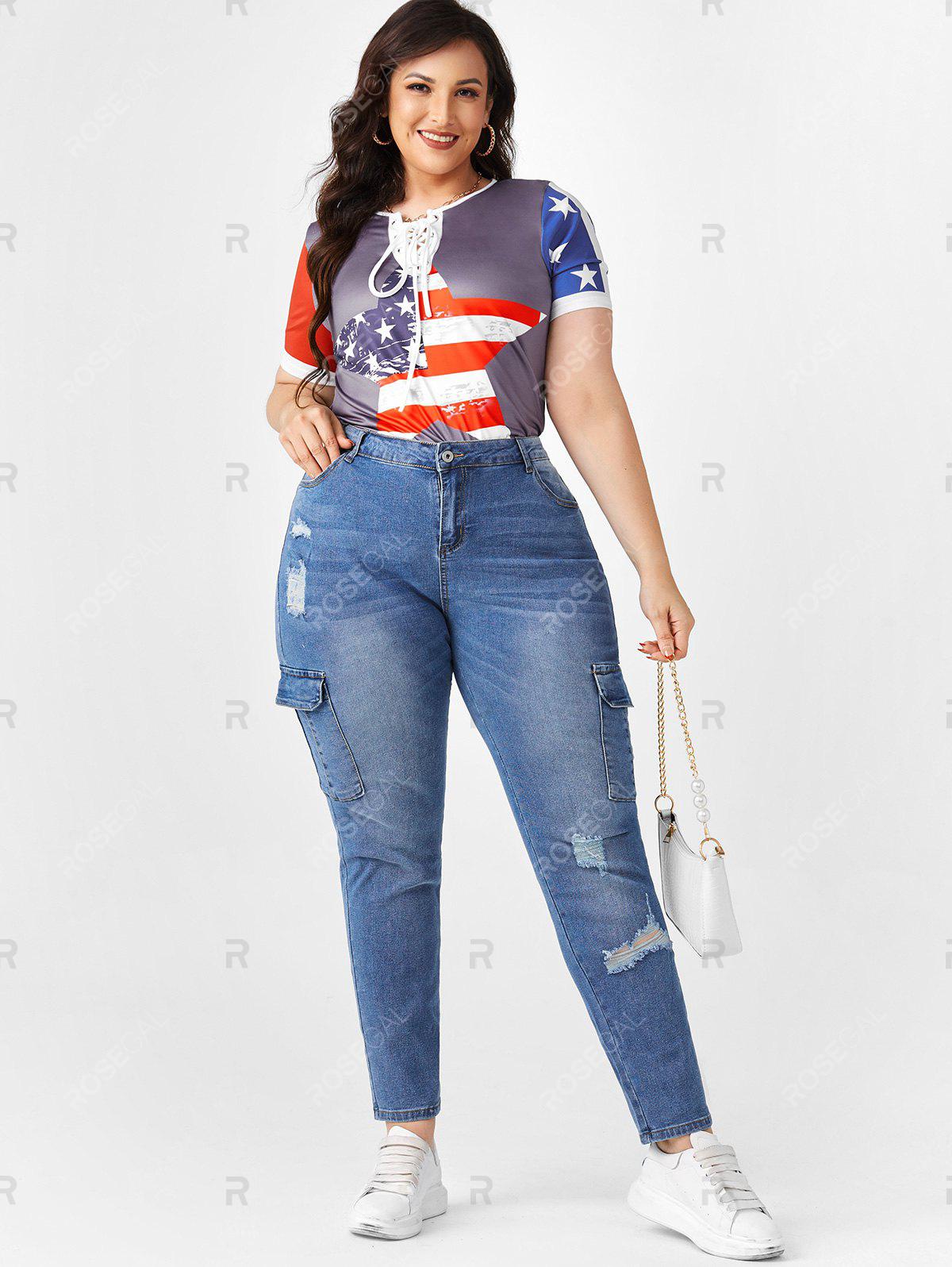 Plus Size Ripped Pockets Jeans