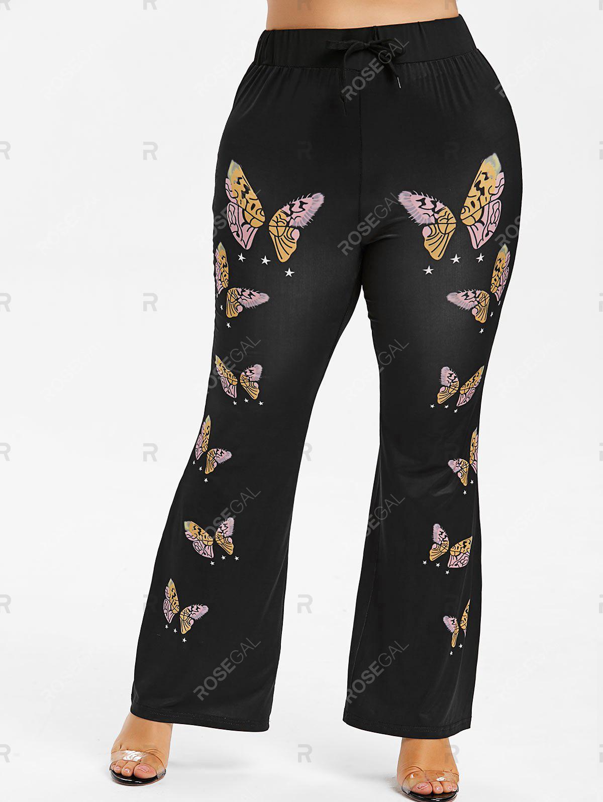 Butterfly Print Plus Size Flare Pants