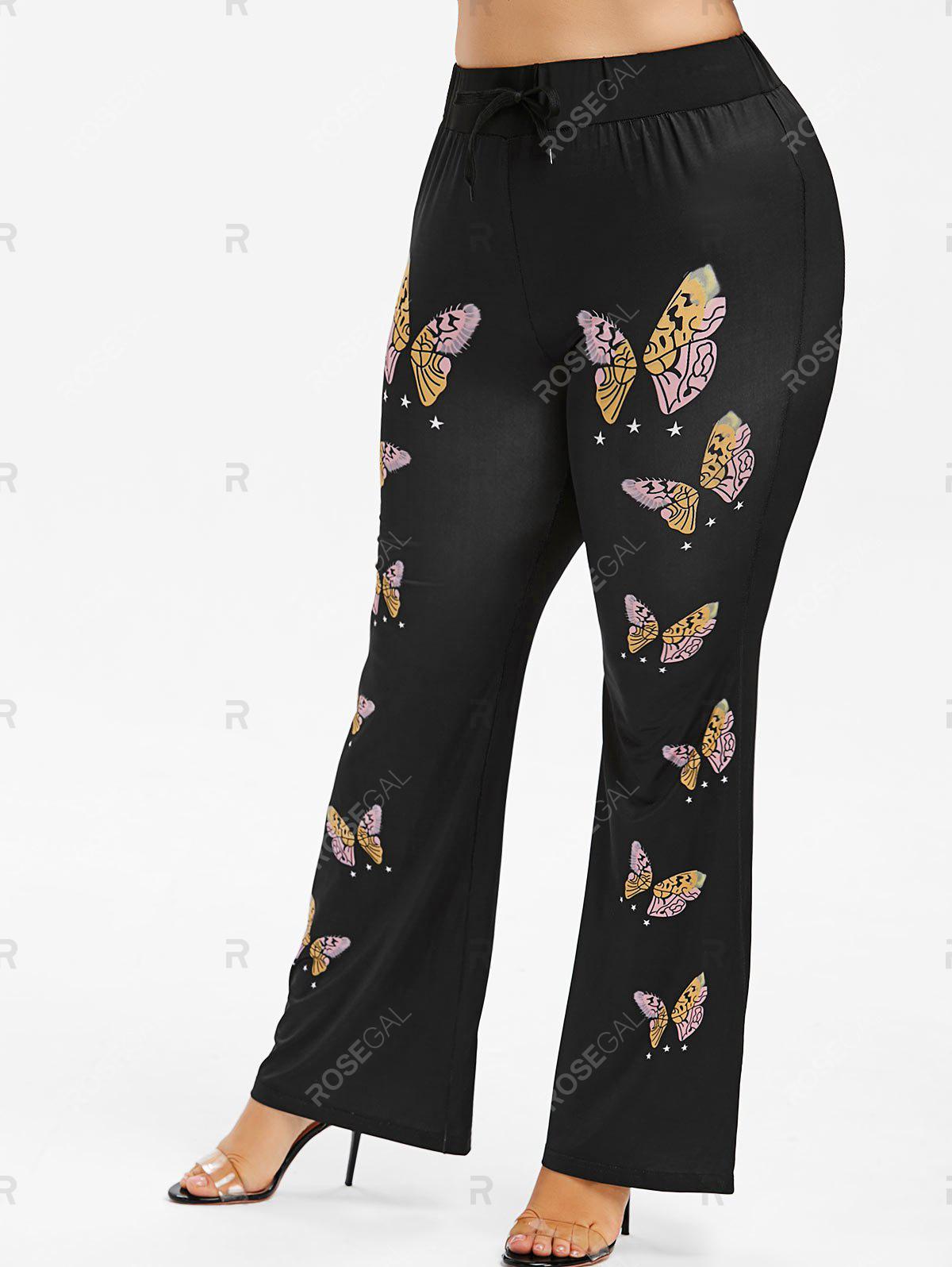 Butterfly Print Plus Size Flare Pants