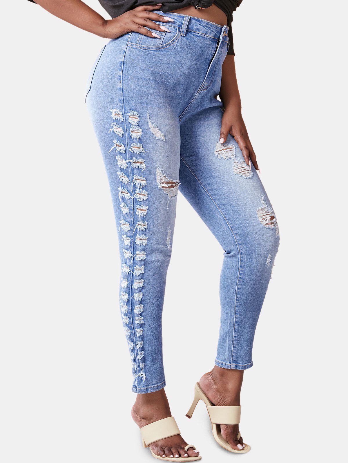 Plus Size Faded Ripped Destroyed Skinny Jeans