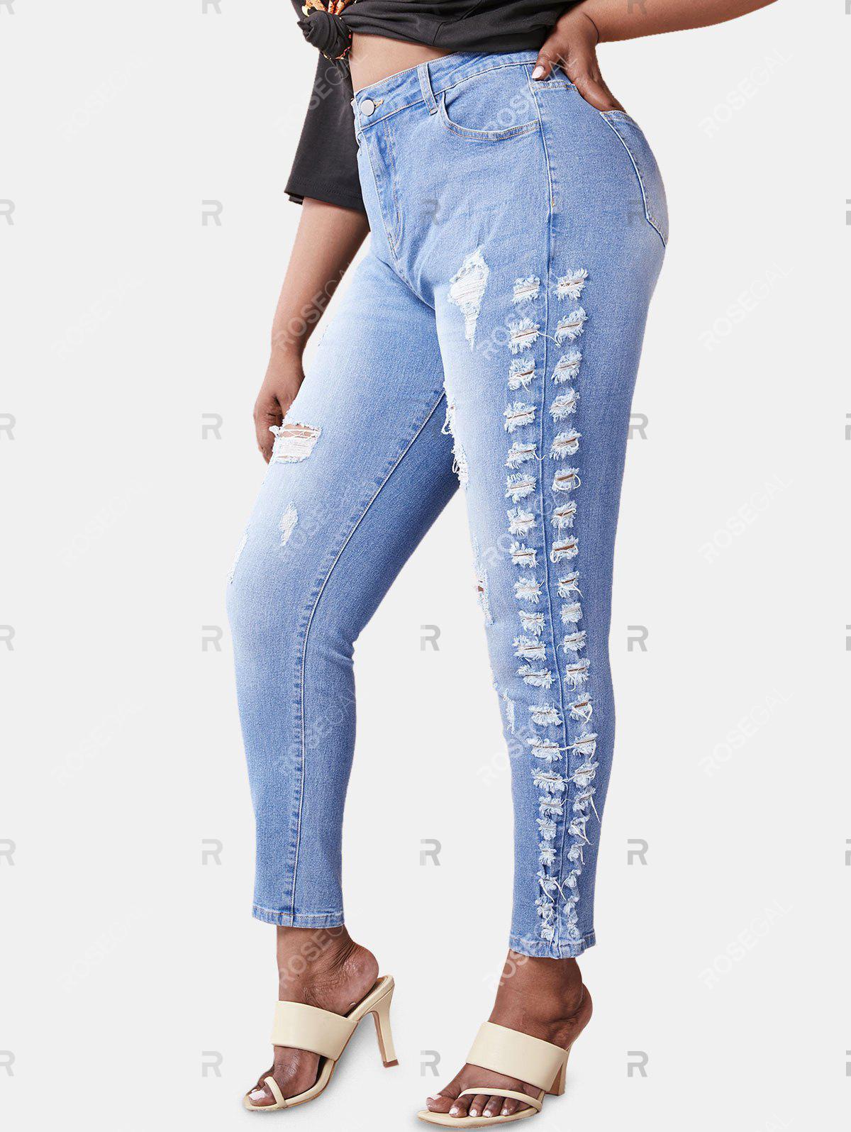 Plus Size Faded Ripped Destroyed Skinny Jeans