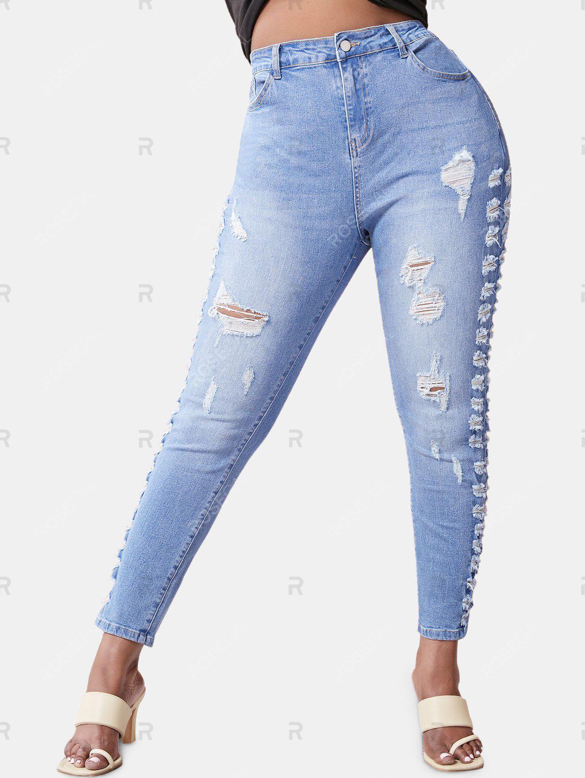 Plus Size Faded Ripped Destroyed Skinny Jeans