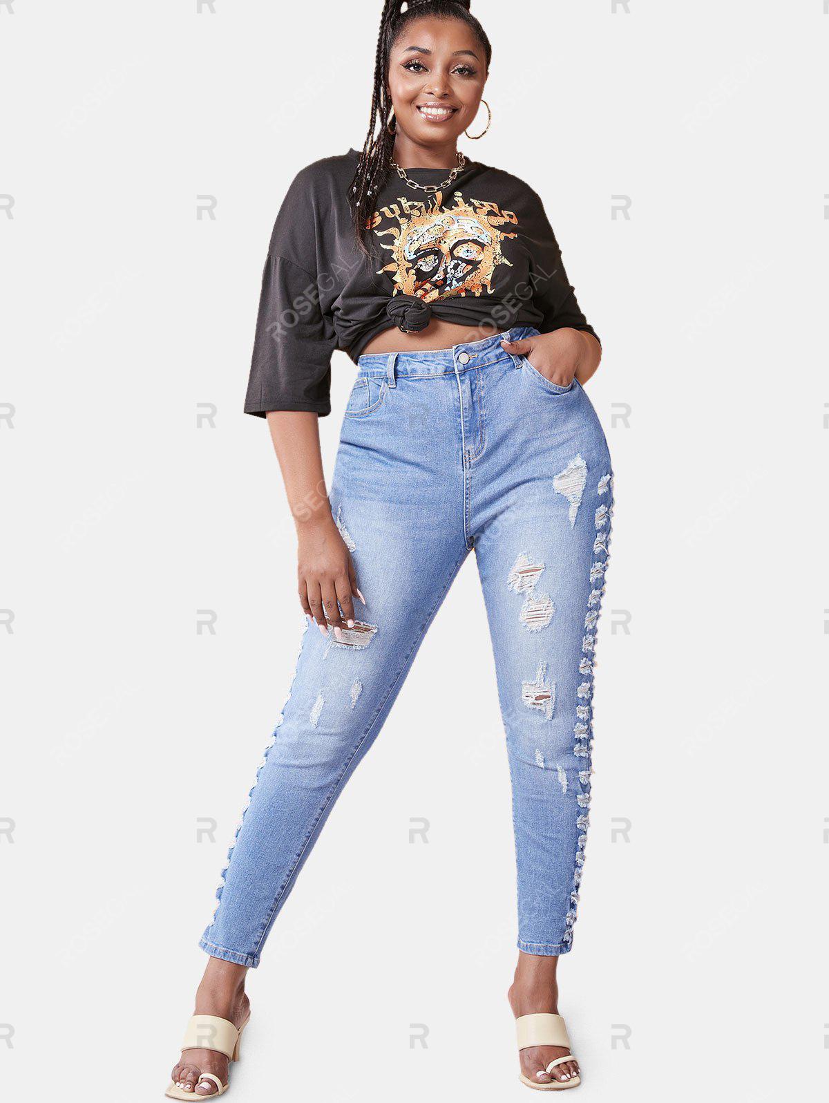 Plus Size Faded Ripped Destroyed Skinny Jeans