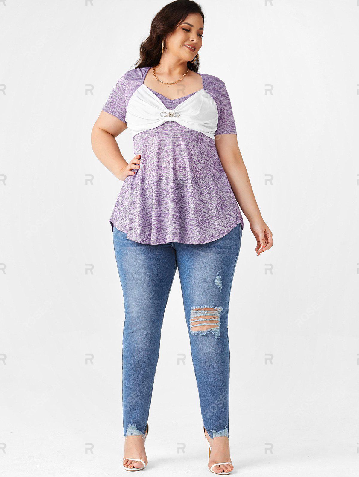 Plus Size Ribbed Destroyed Frayed Hem Jeans