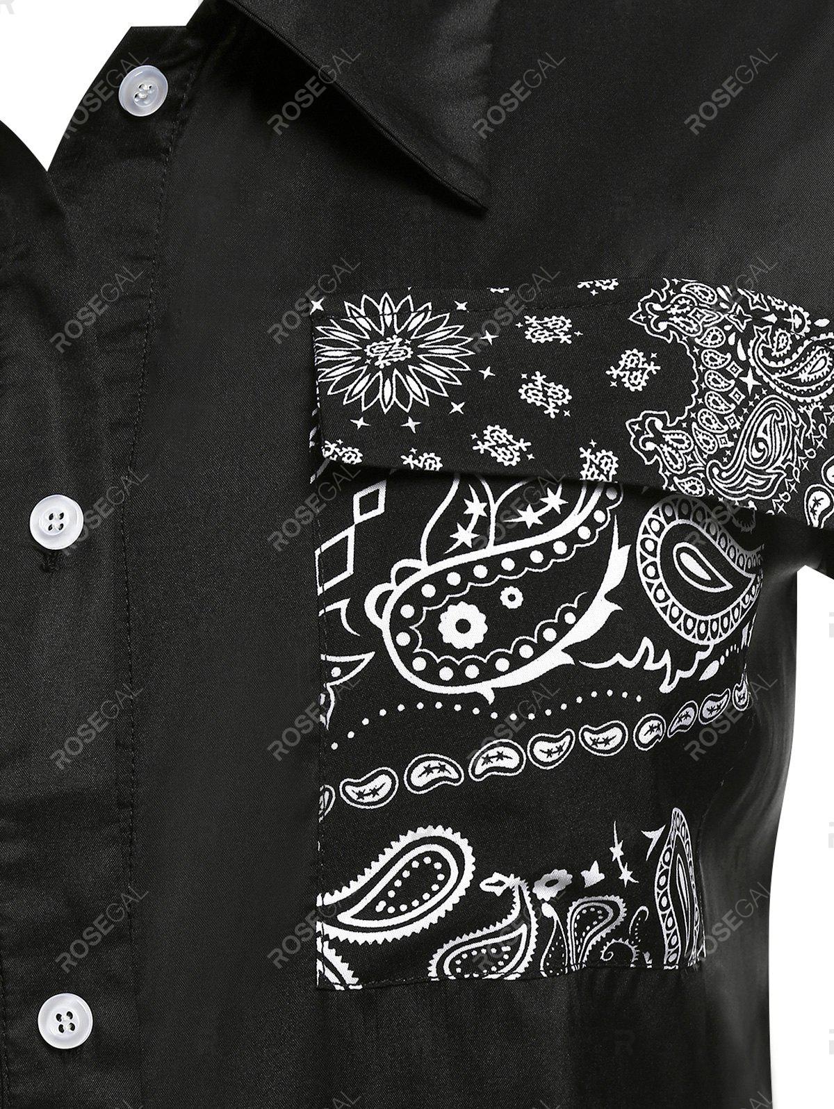 Plus Size Pockets Paisley Print Shirt