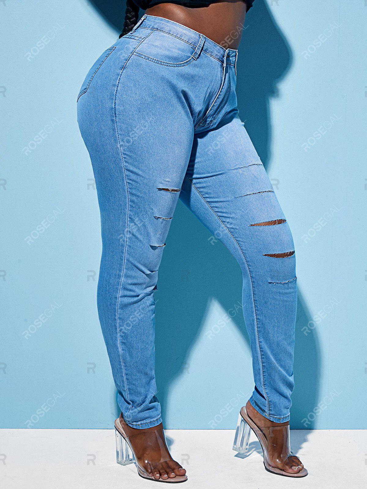 Skinny Ladder Ripped Cutout Plus Size Jeans