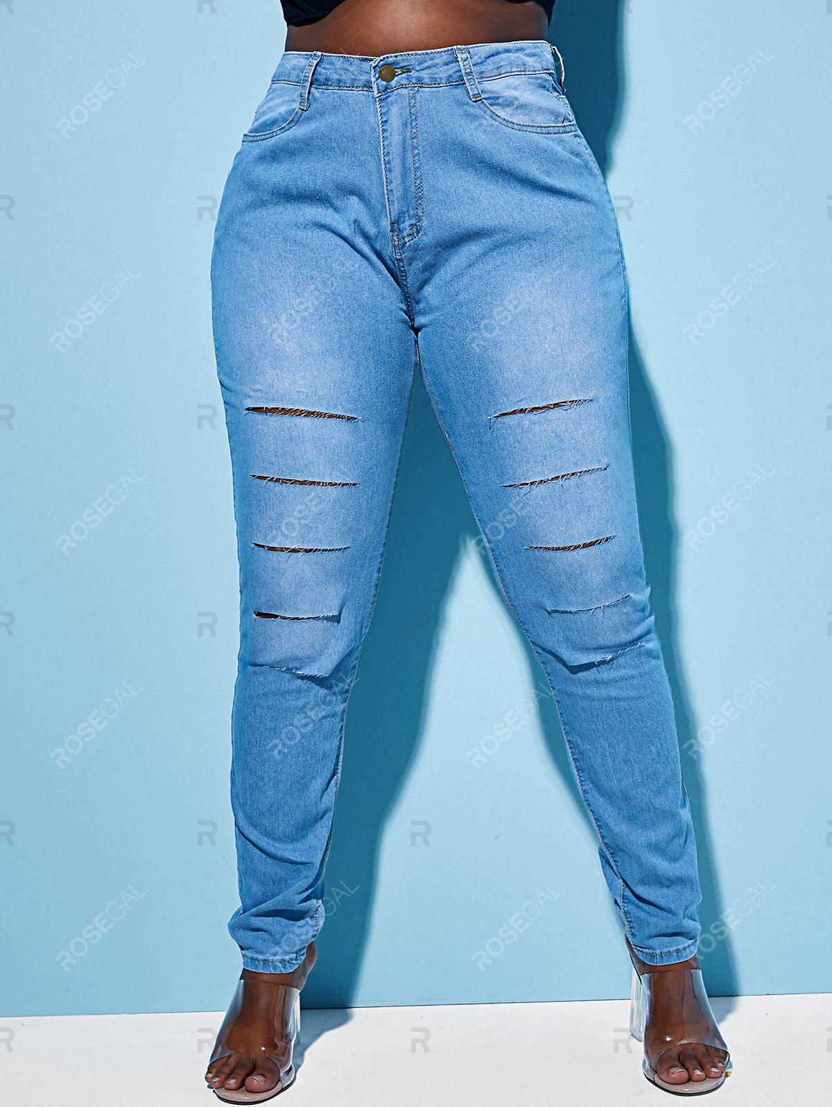 Skinny Ladder Ripped Cutout Plus Size Jeans