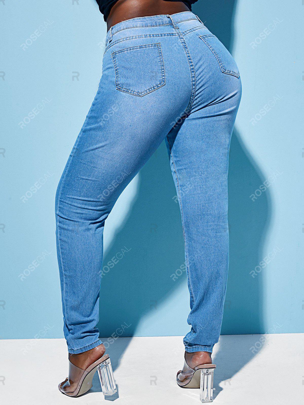 Skinny Ladder Ripped Cutout Plus Size Jeans