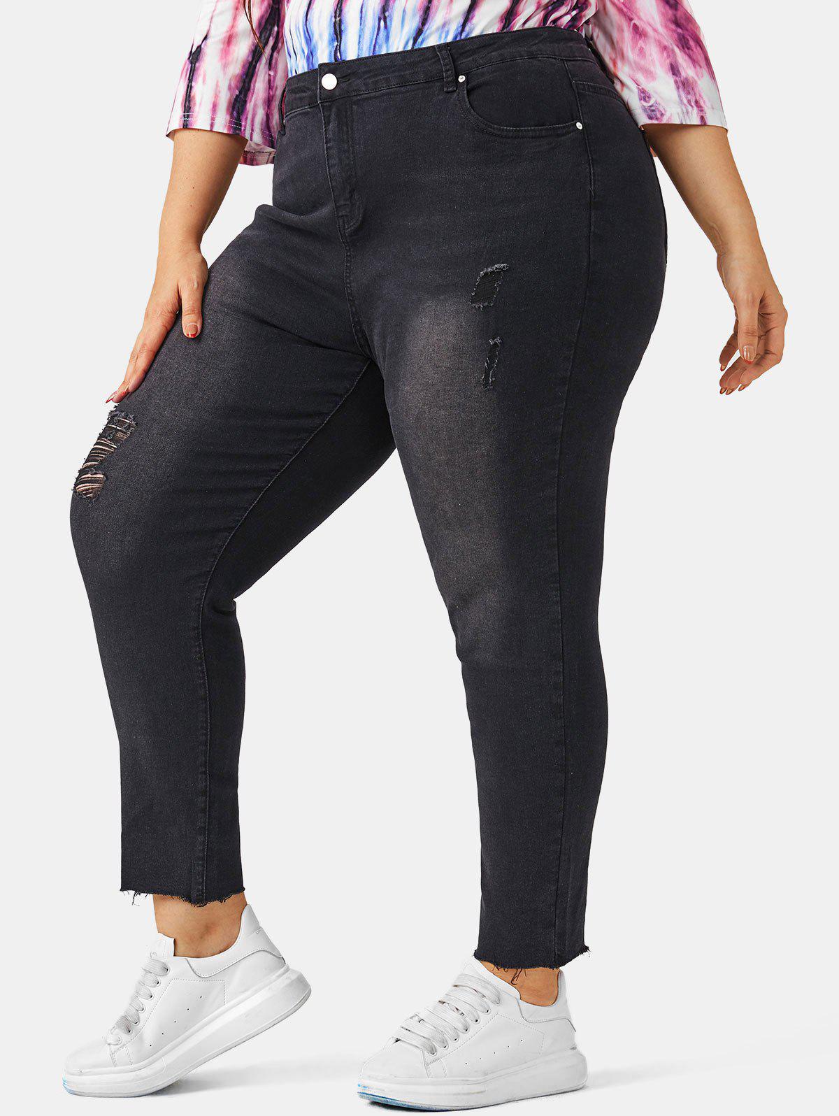 Plus Size Ripped Frayed Hem jeans