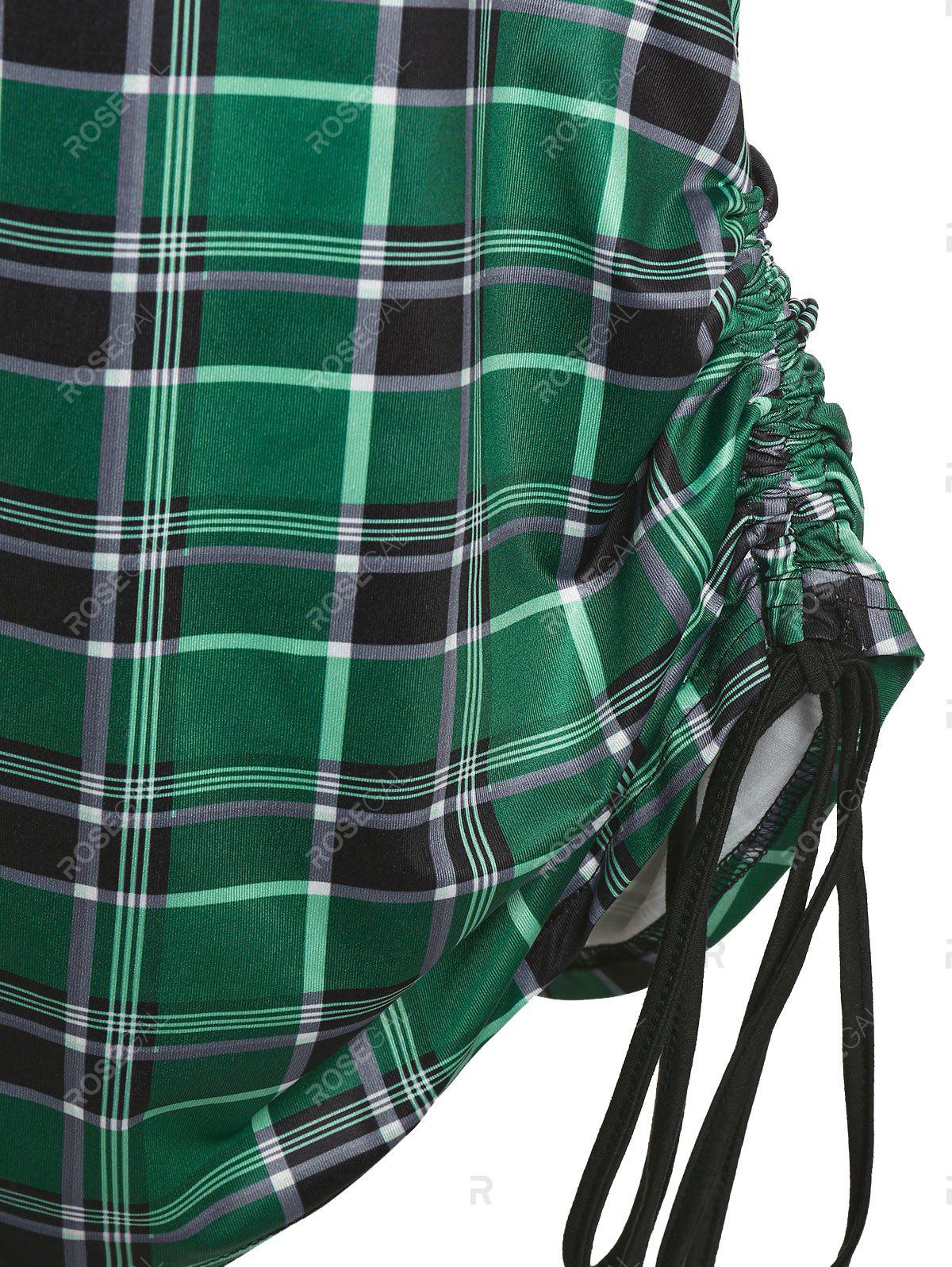 Plus Size Cinched Plaid T-shirt