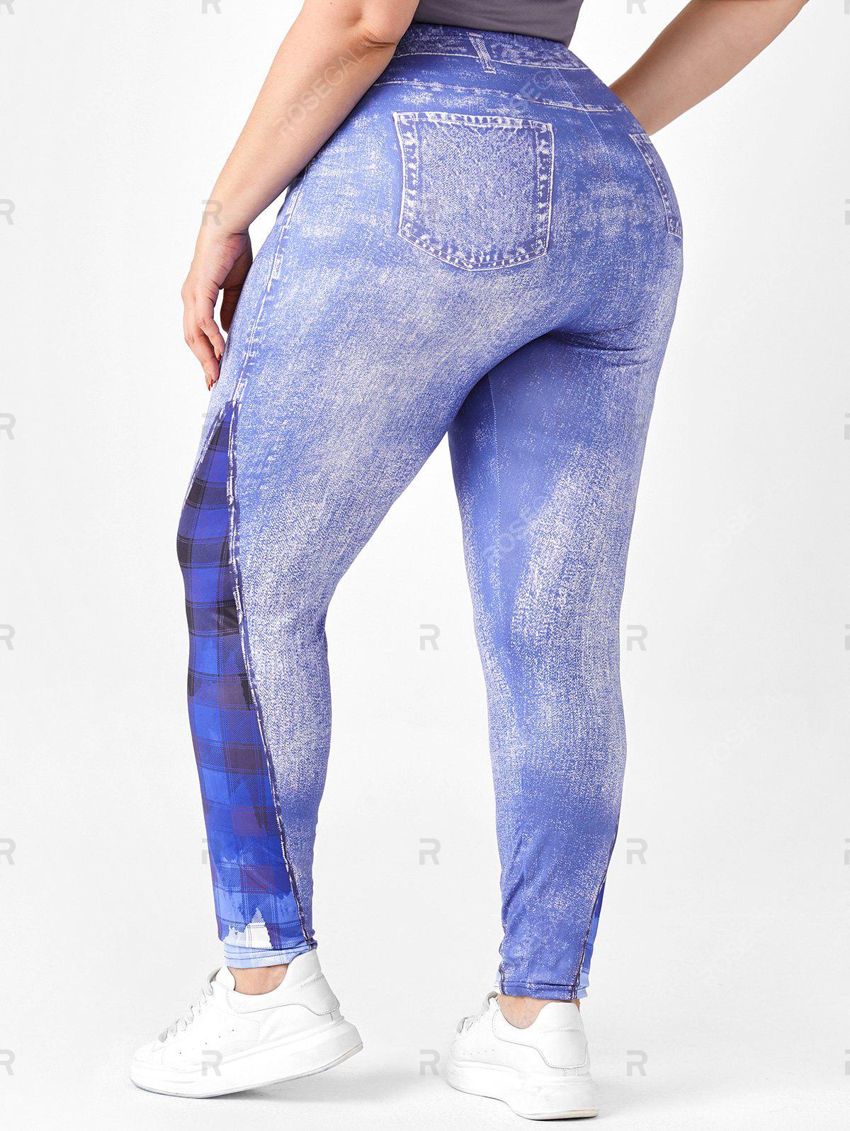 Plus Size Checked Panel 3D Print Jeggings