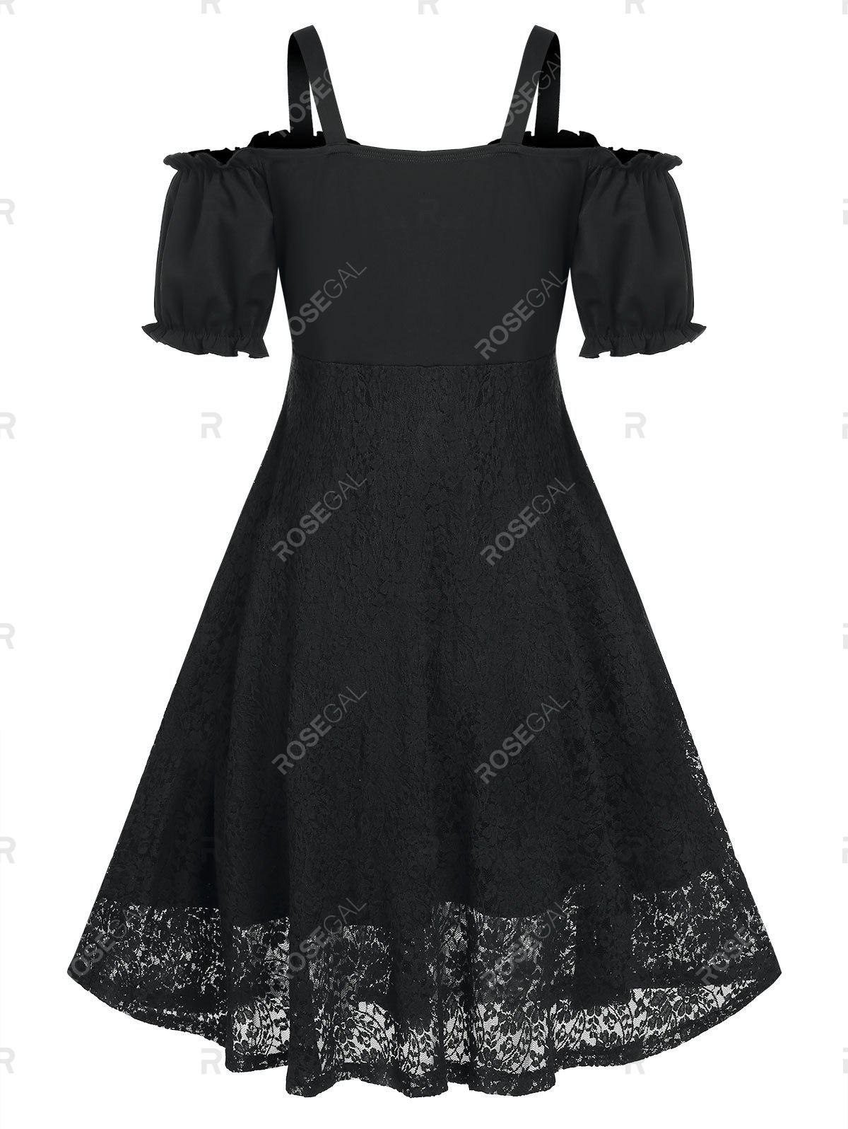 Plus Size Cold Shoulder Bowknot Vintage Dress