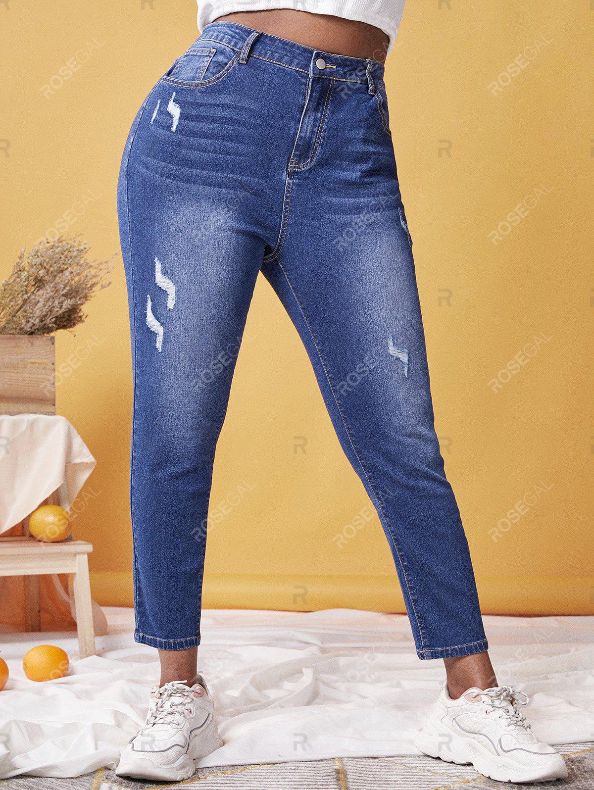 Plus Size High Rise Ripped Skinny Jeans