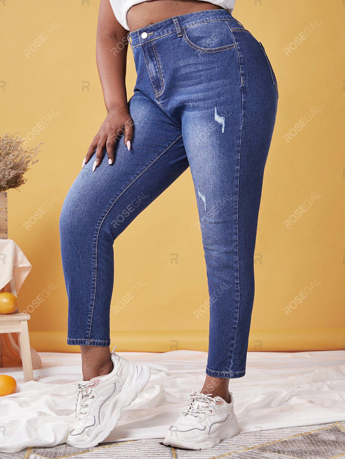 Plus Size High Rise Ripped Skinny Jeans