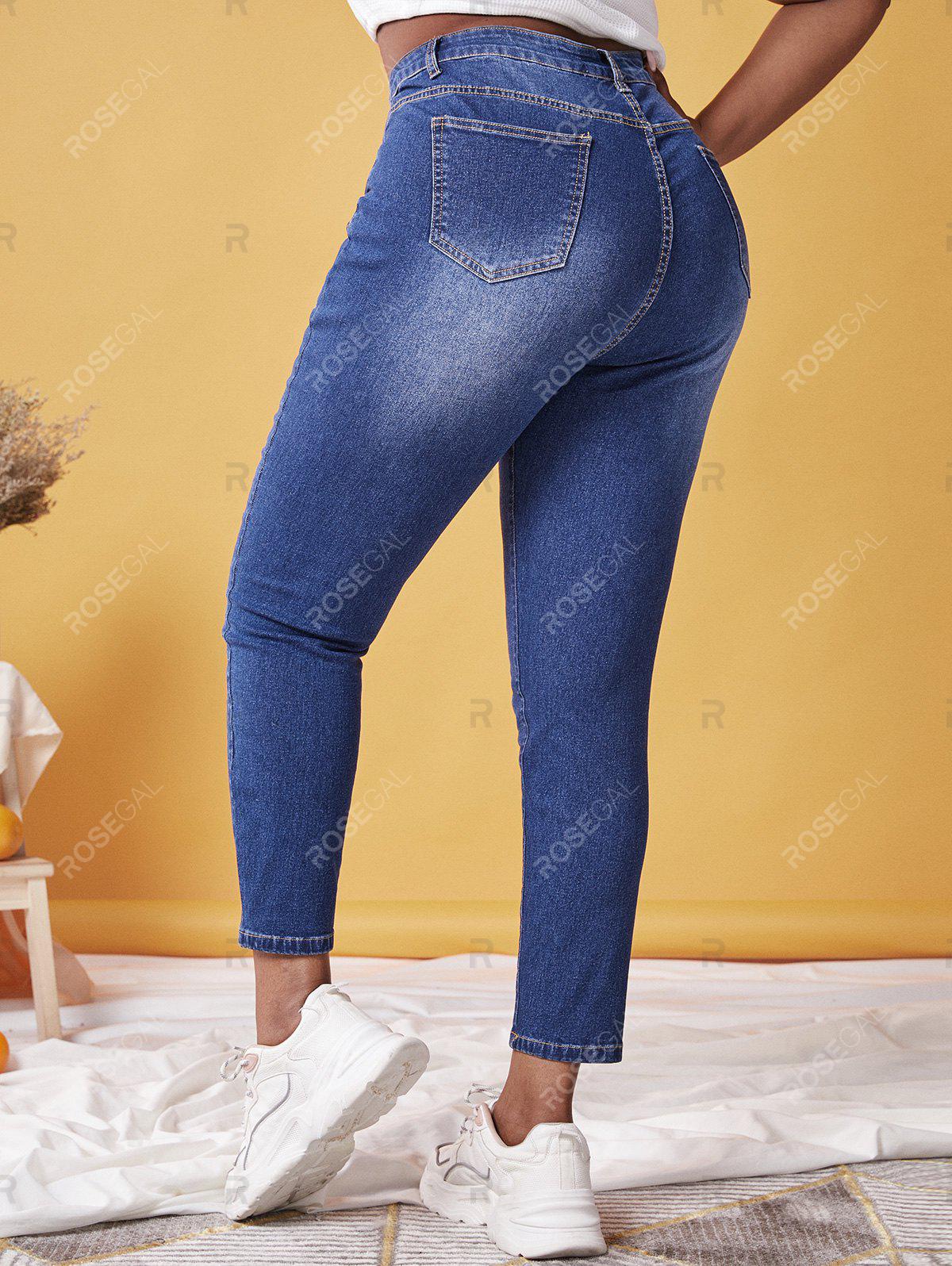 Plus Size High Rise Ripped Skinny Jeans