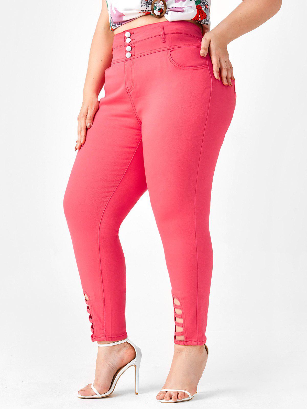 Plus Size High Waisted Ladder Cut Jeans