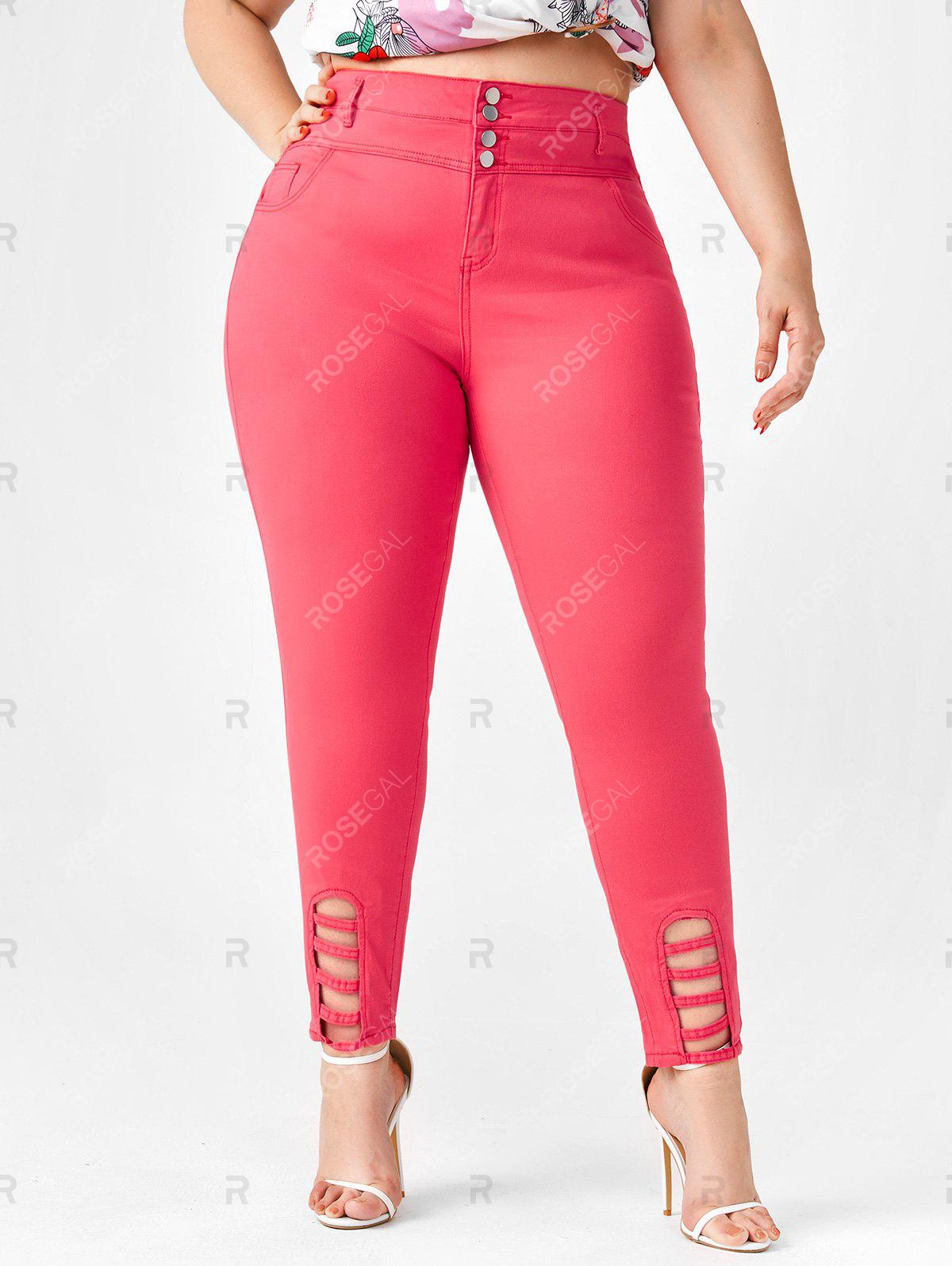 Plus Size High Waisted Ladder Cut Jeans